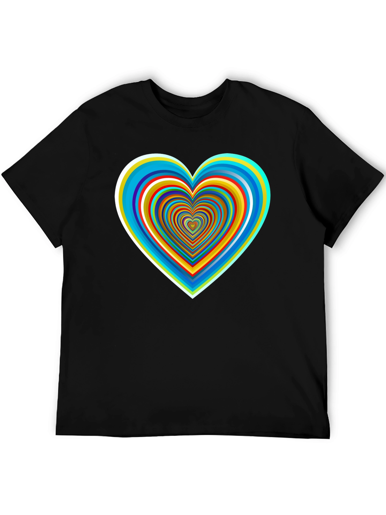 Retro Heart Graphic Tee - Black Cotton Blend Shirt