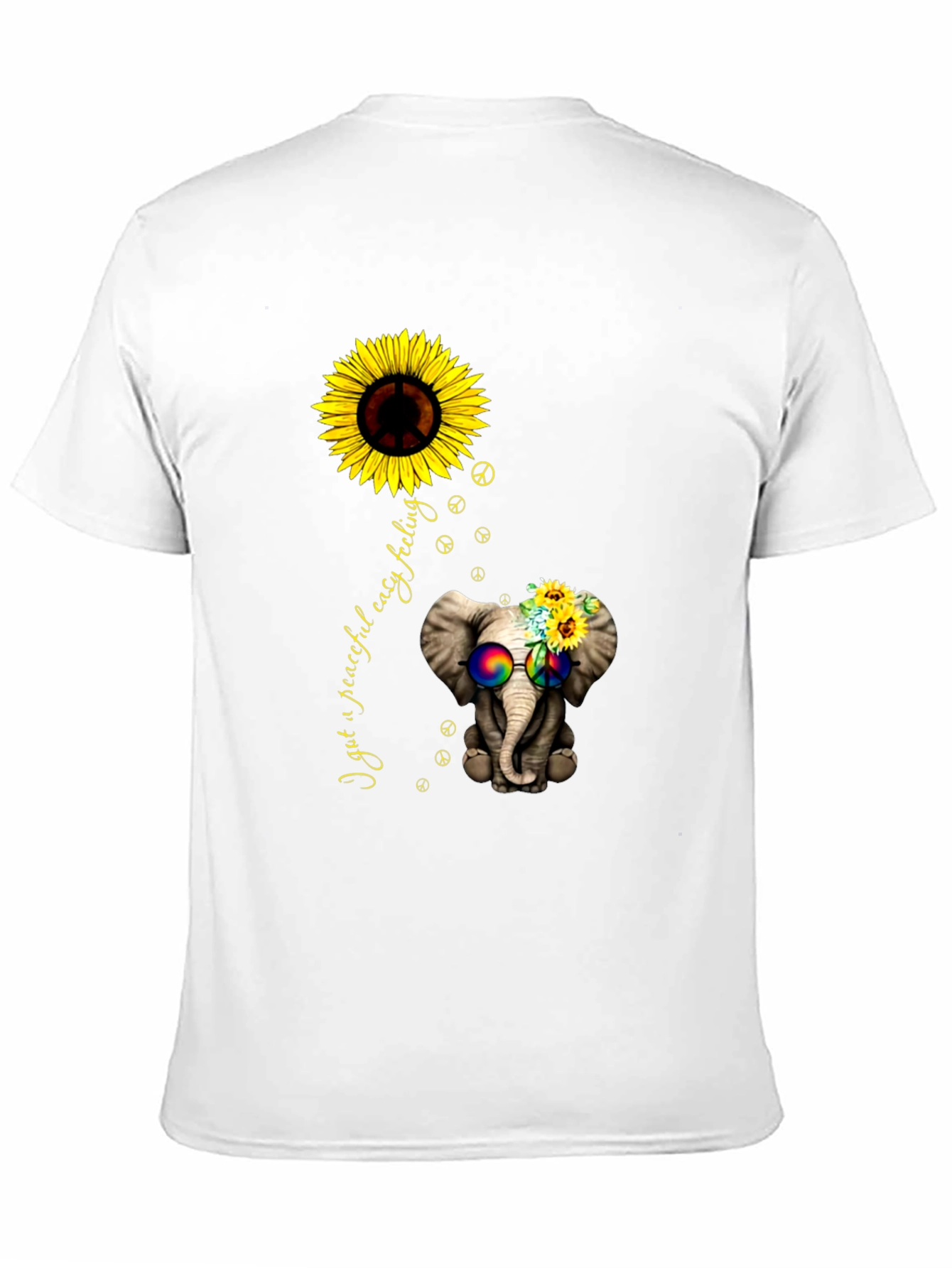 Peaceful Elephant Sunflower Graphic Tee