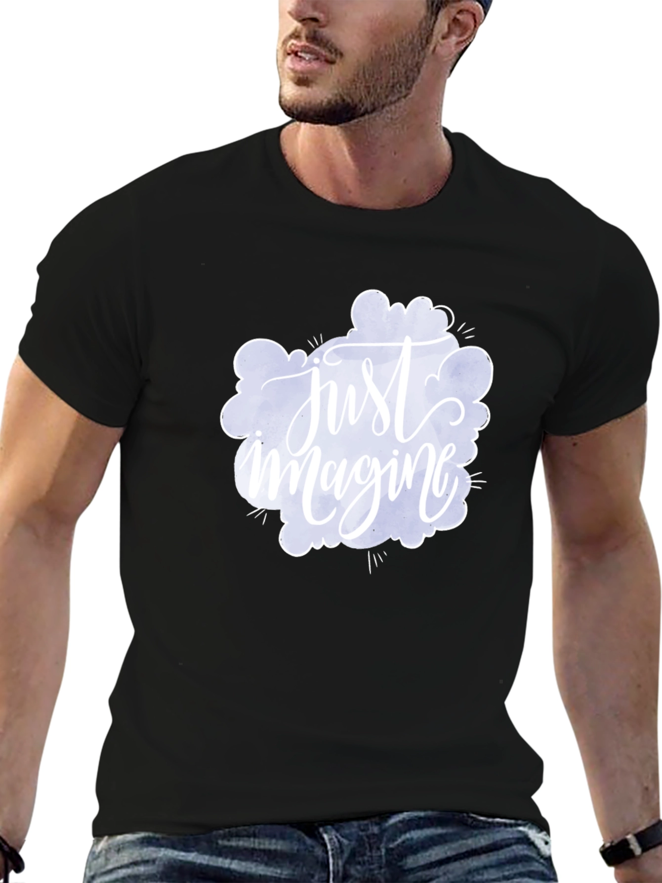 Just Imagine Graphic Tee - Black Cotton Comfort