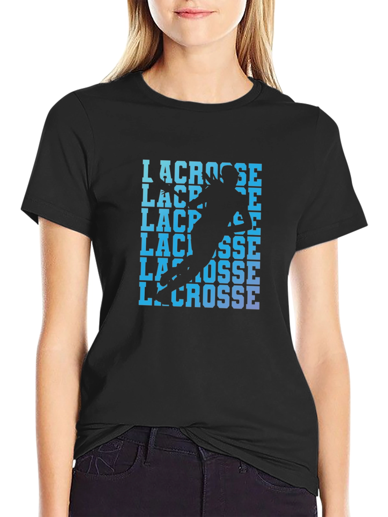 Lacrosse Player Graphic Print T-Shirt