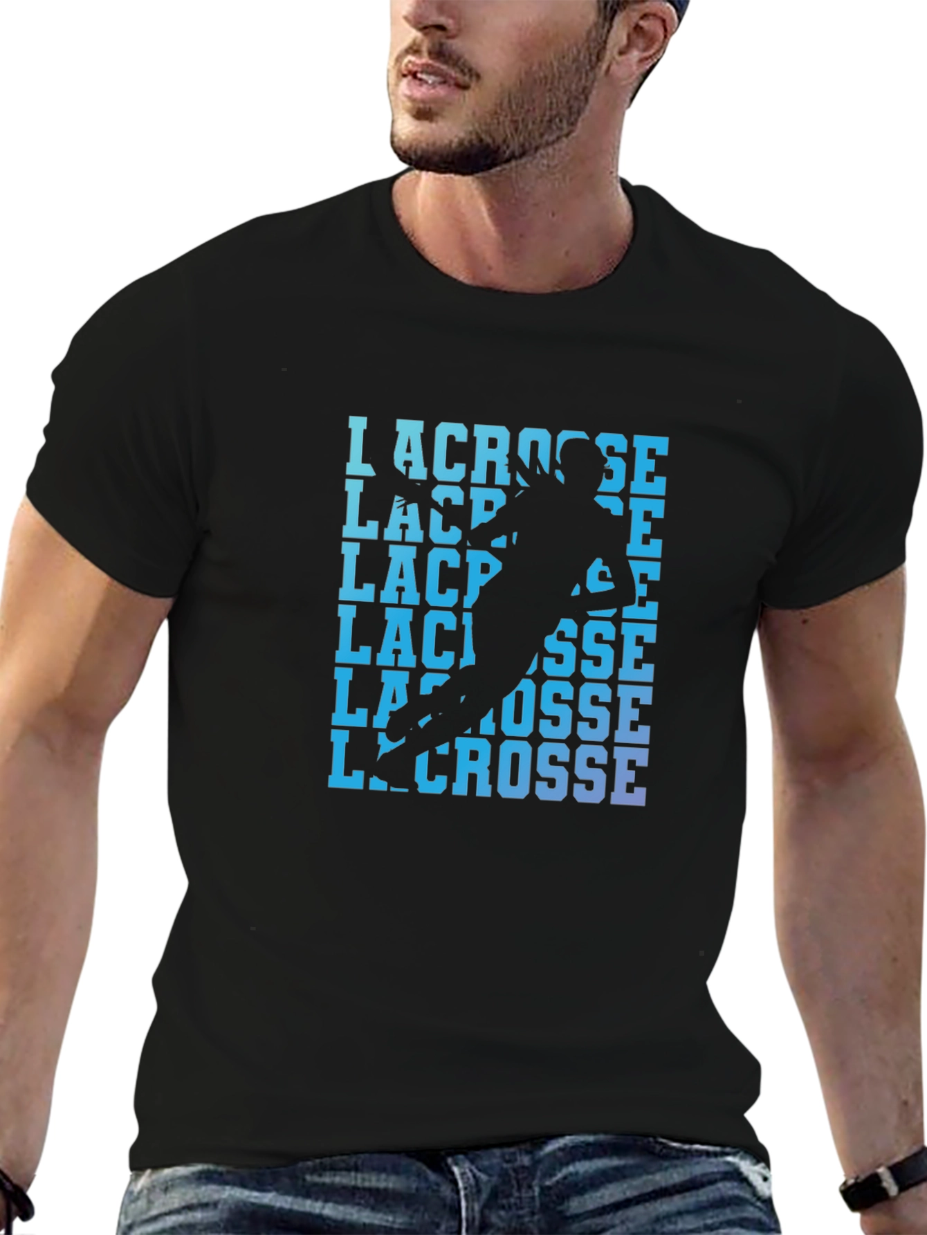 Lacrosse Player Graphic Print T-Shirt