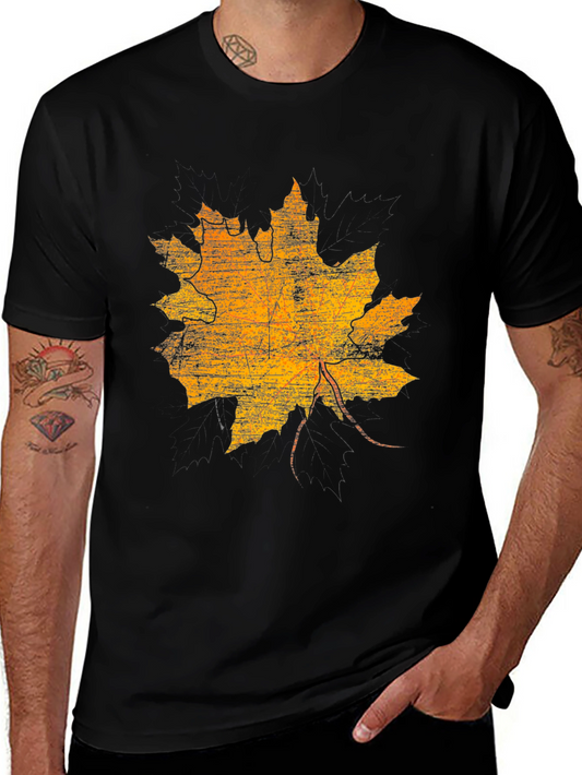Vintage Maple Leaf Graphic Tee - Black