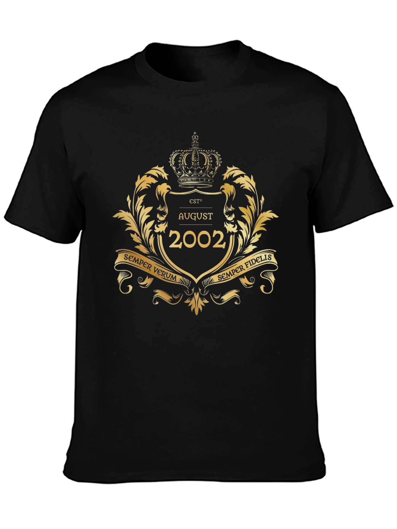 August 2002 Gold Emblem Black T-Shirt