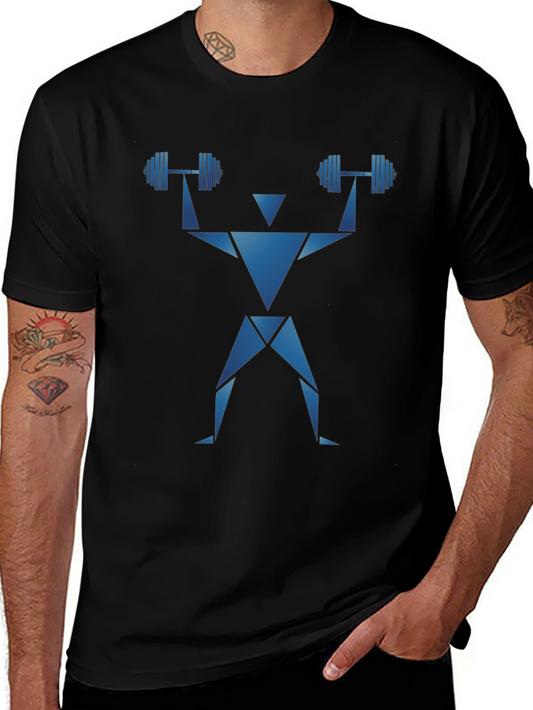 Geometric Workout T-Shirt - Weightlifting Design