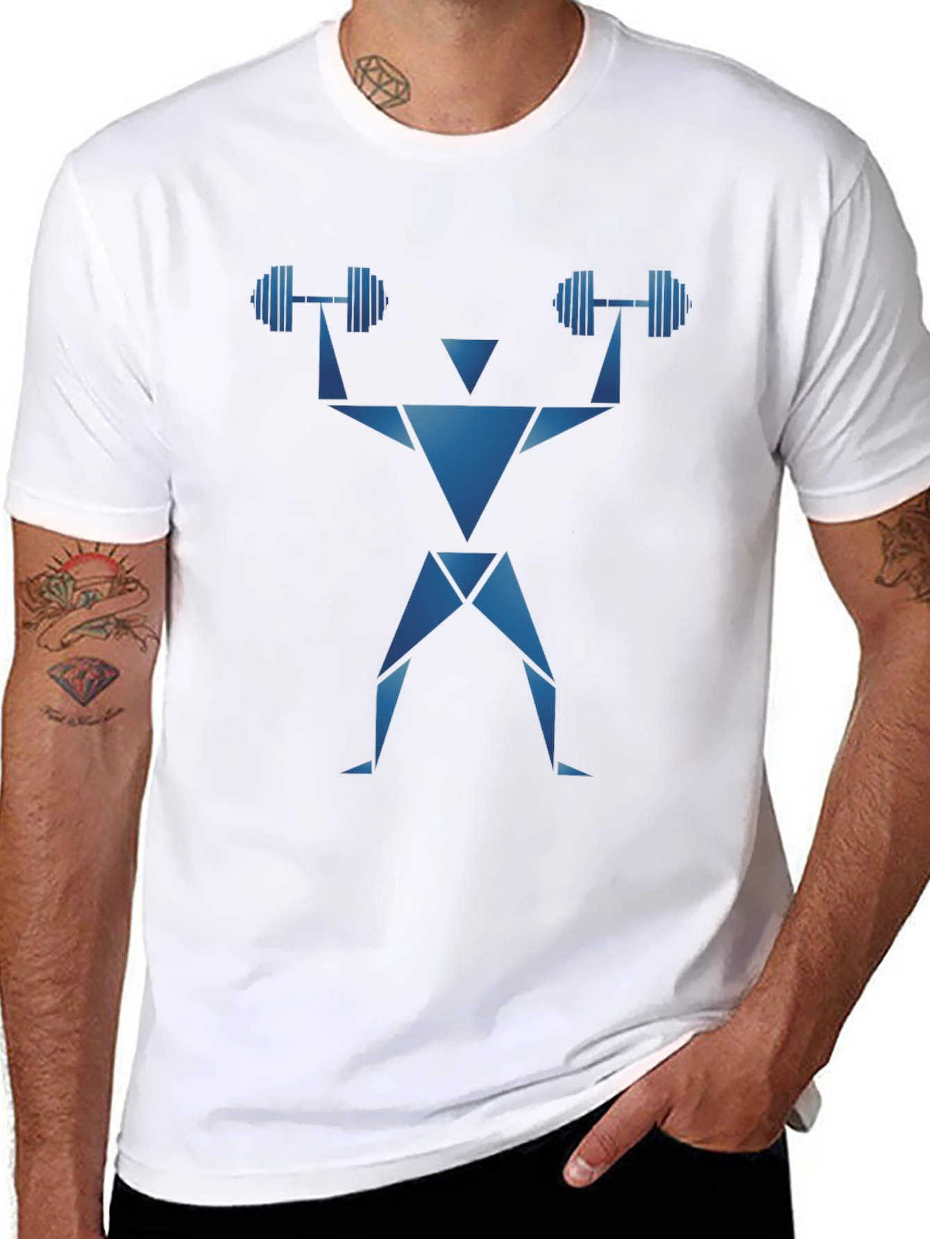Geometric Workout T-Shirt - Weightlifting Design