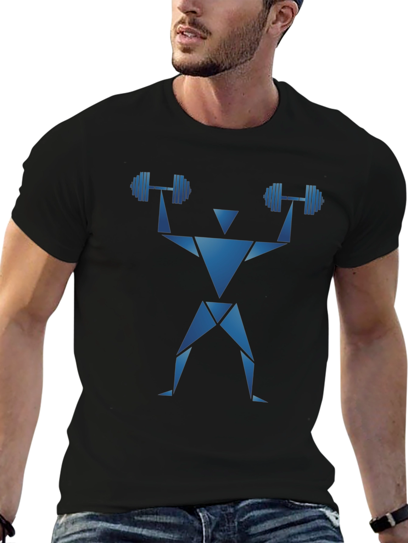 Geometric Workout T-Shirt - Weightlifting Design