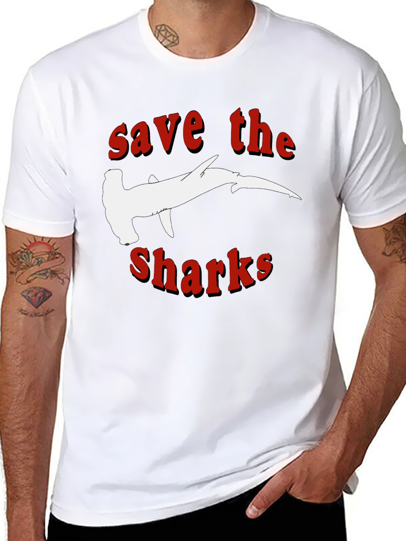 Save The Sharks T-Shirt - Hammerhead Design
