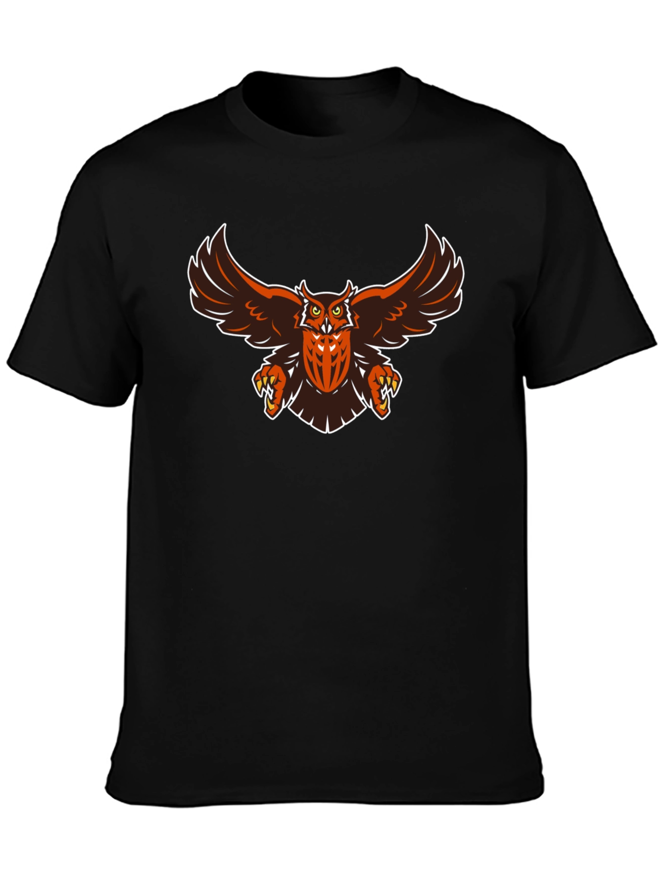 Mens Black Owl Graphic T-Shirt