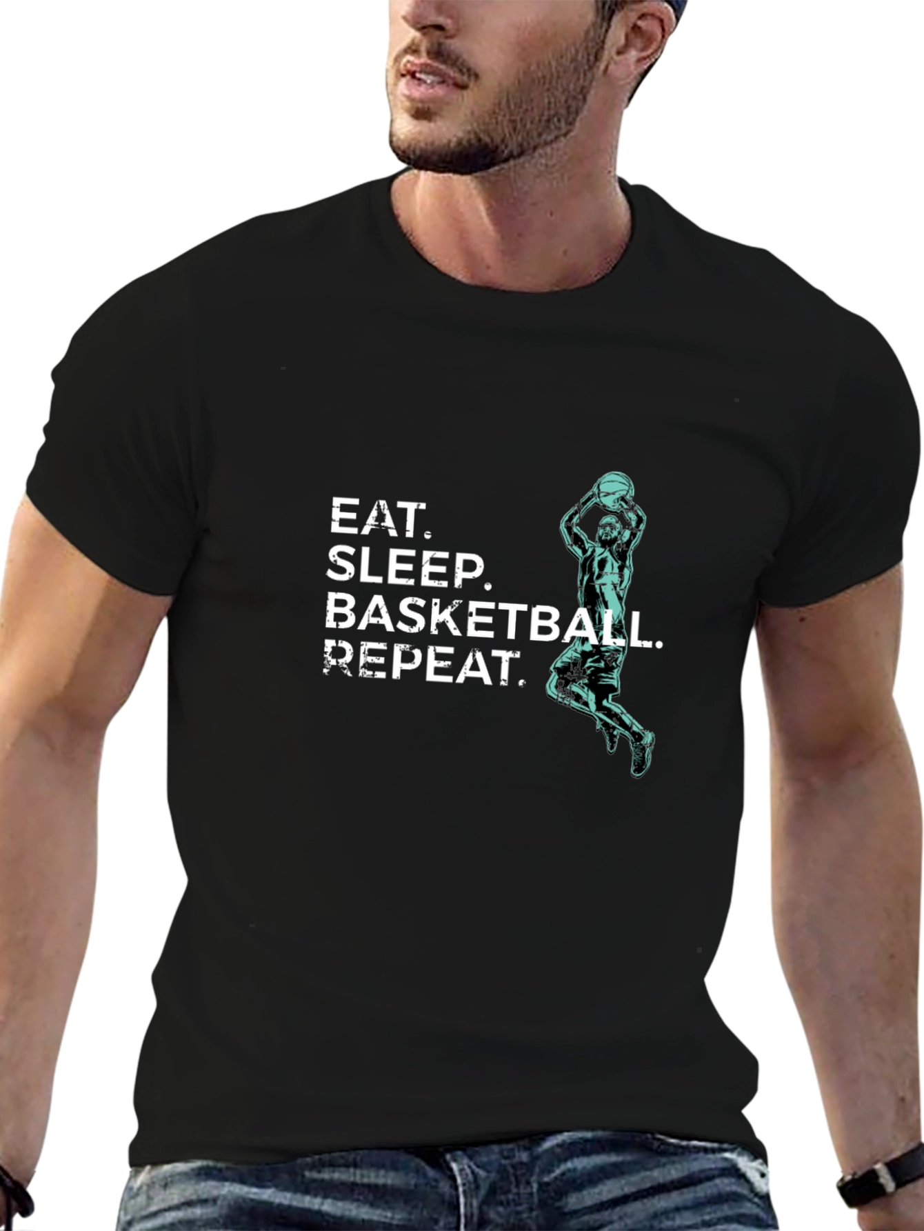 Eat Sleep Basketball Repeat T-Shirt - Black