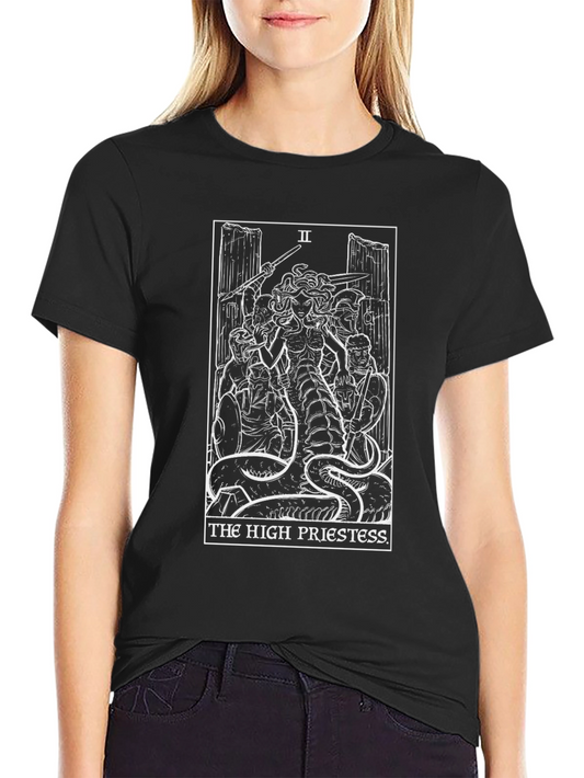 The High Priestess Tarot Card Black T-Shirt
