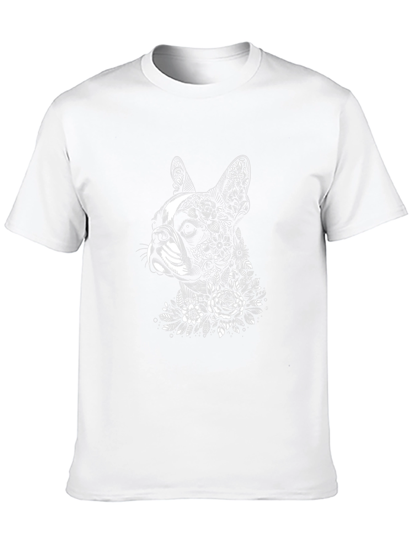 Floral Dog Graphic T-Shirt - Black Cotton Tee
