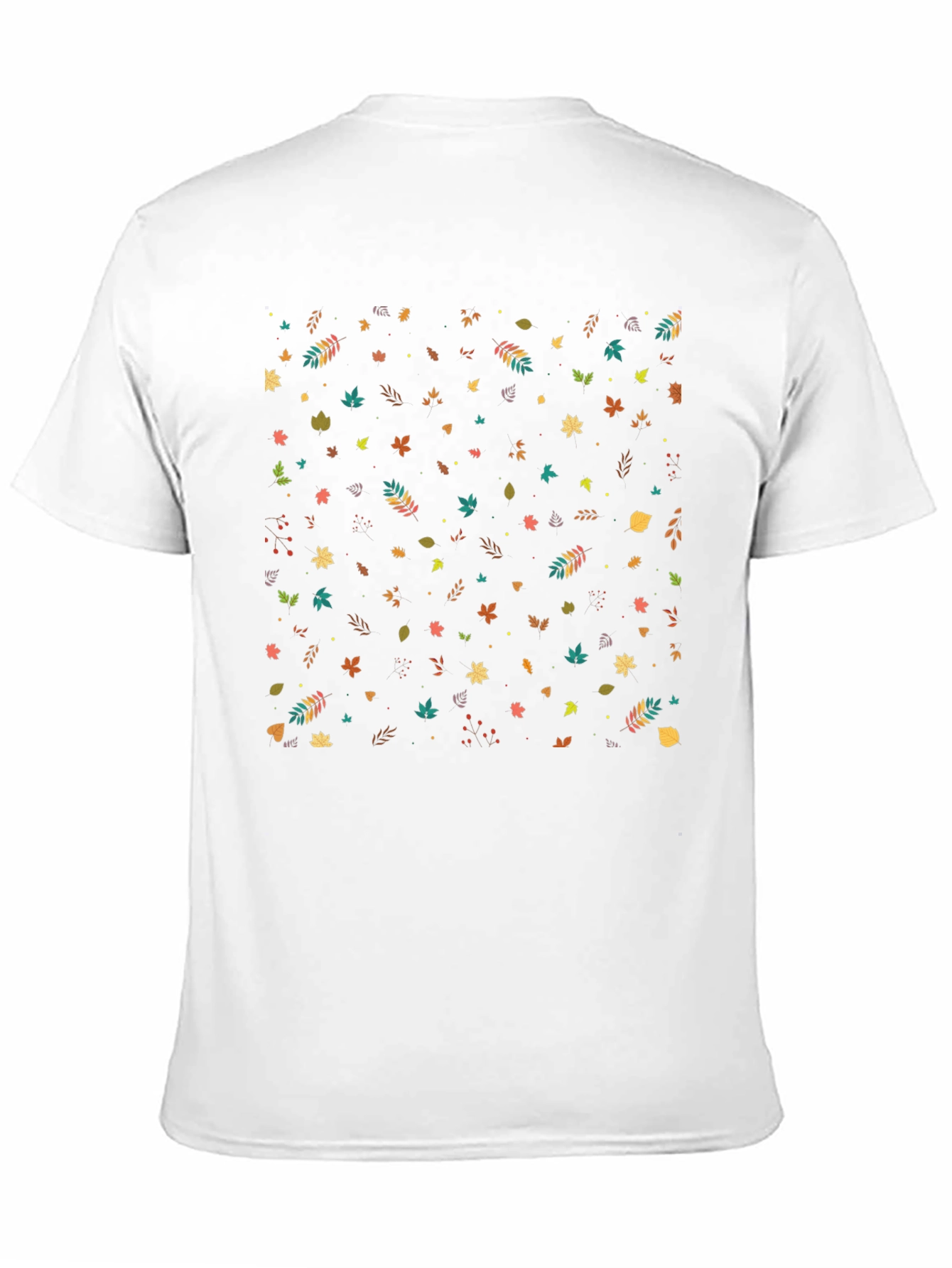 Autumn Leaves Pattern Black T-Shirt