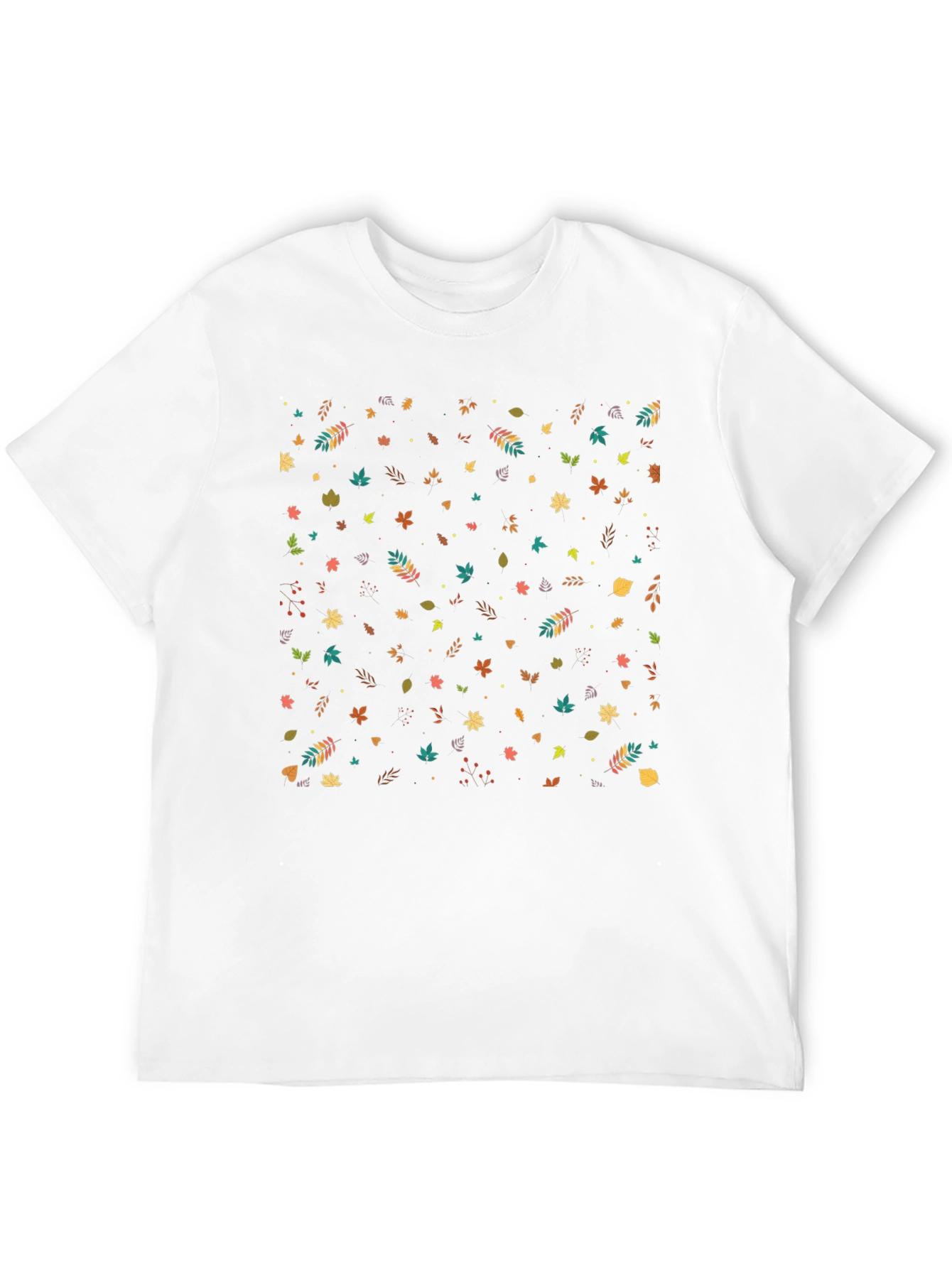 Autumn Leaves Pattern Black T-Shirt