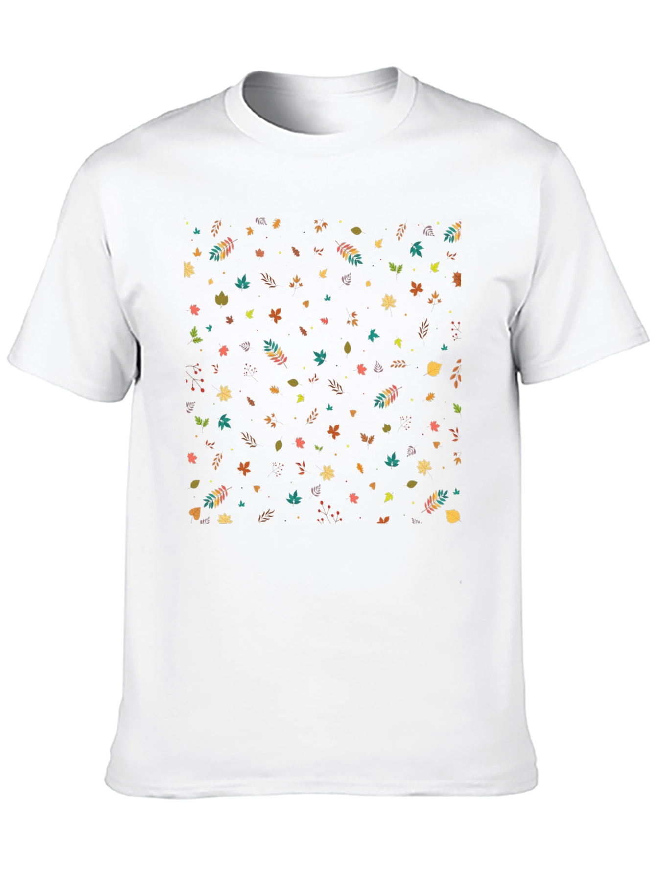 Autumn Leaves Pattern Black T-Shirt