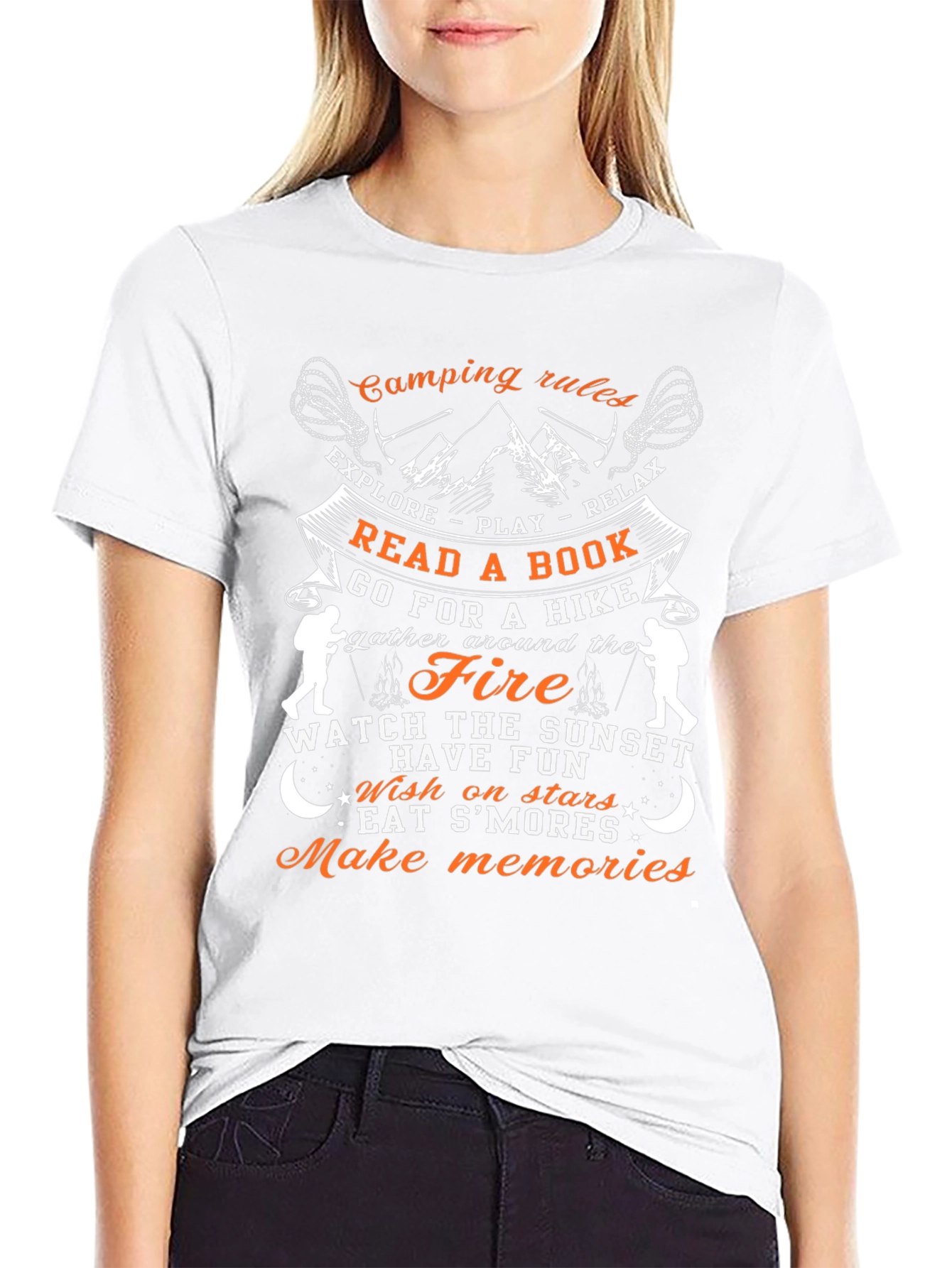 Camping Rules Graphic T-Shirt - Explore Relax Enjoy