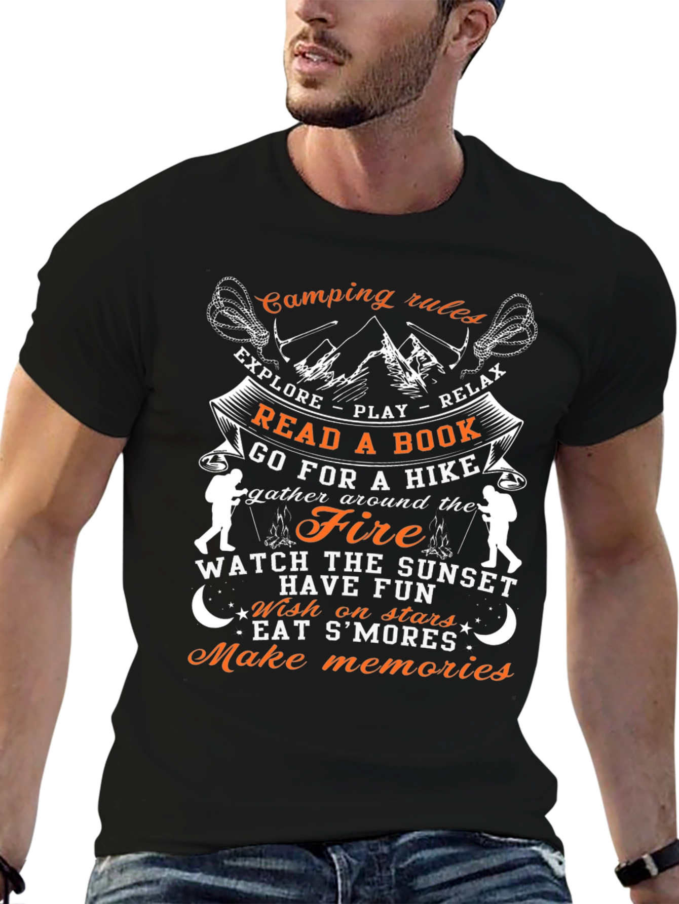 Camping Rules Graphic T-Shirt - Explore Relax Enjoy