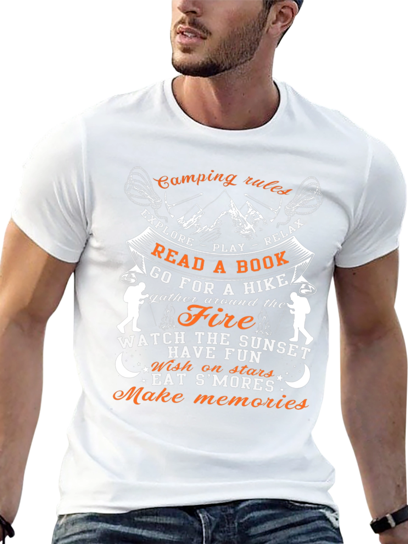 Camping Rules Graphic T-Shirt - Explore Relax Enjoy