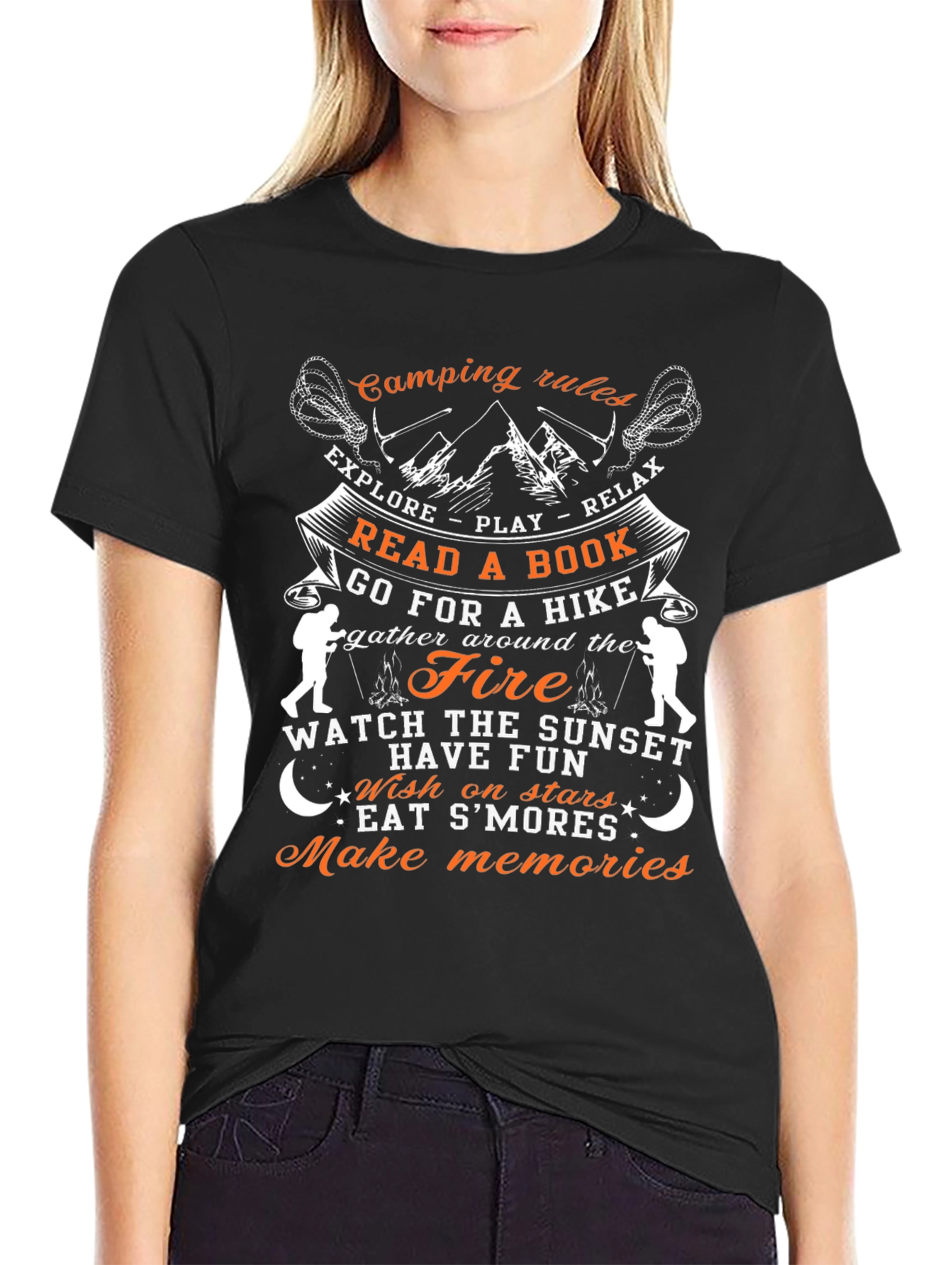 Camping Rules Graphic T-Shirt - Explore Relax Enjoy