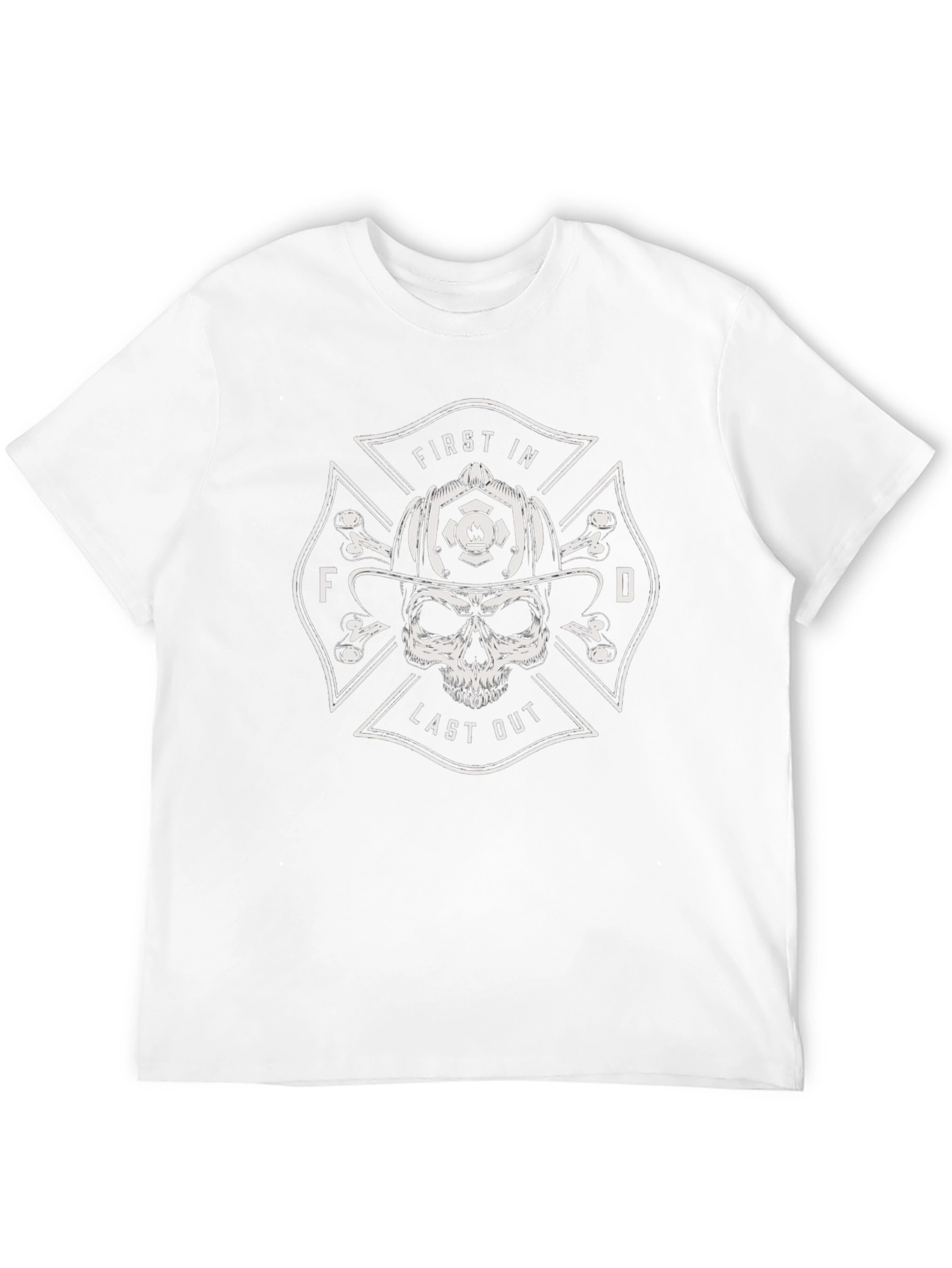 Firefighter Skull T-Shirt - First In Last Out Design