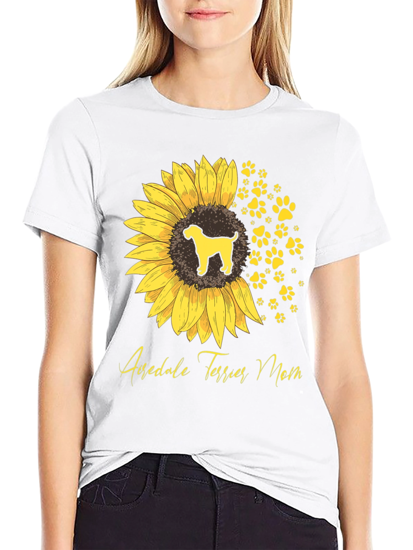Airedale Terrier Mom Sunflower Graphic Tee