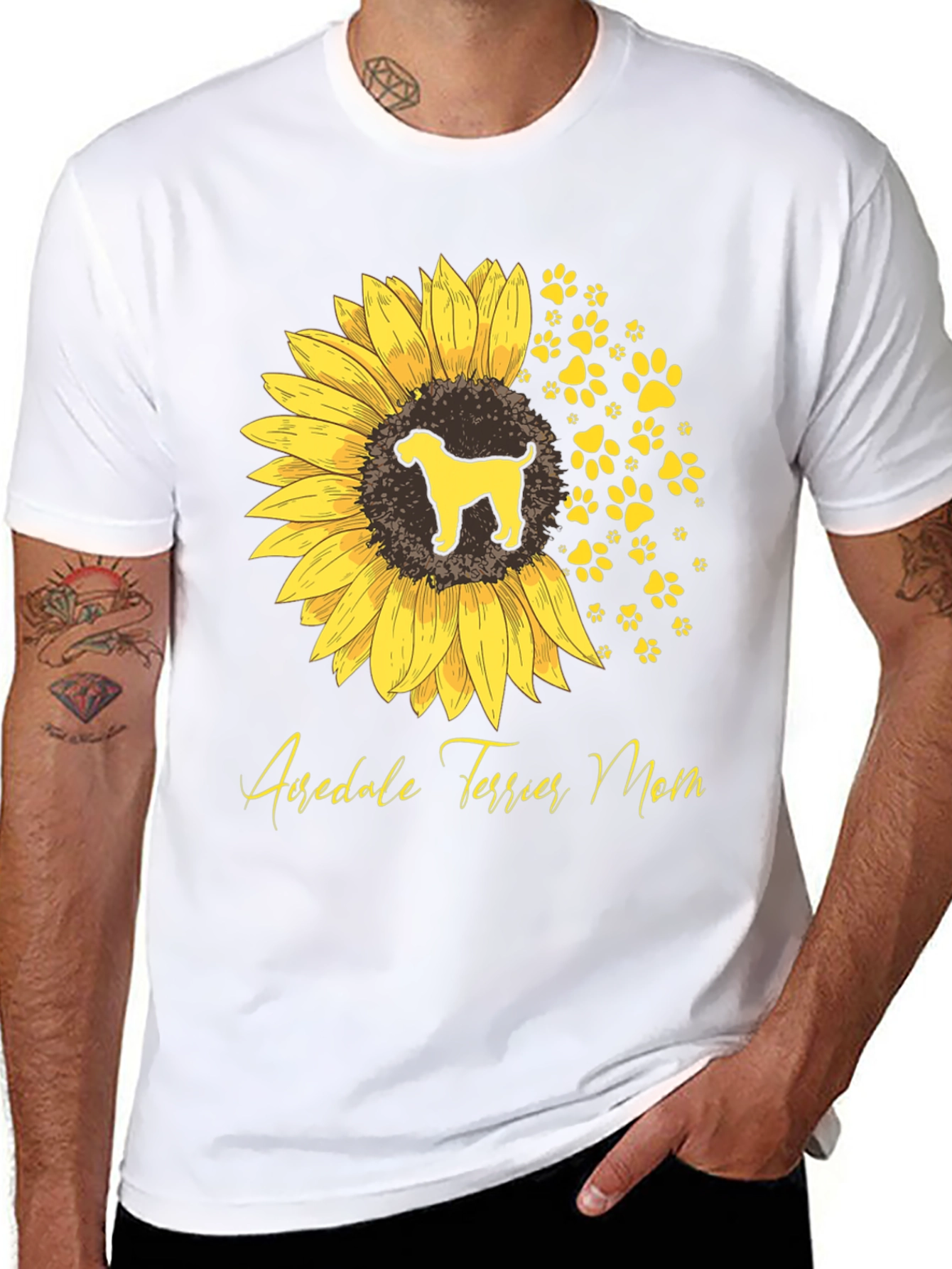 Airedale Terrier Mom Sunflower Graphic Tee