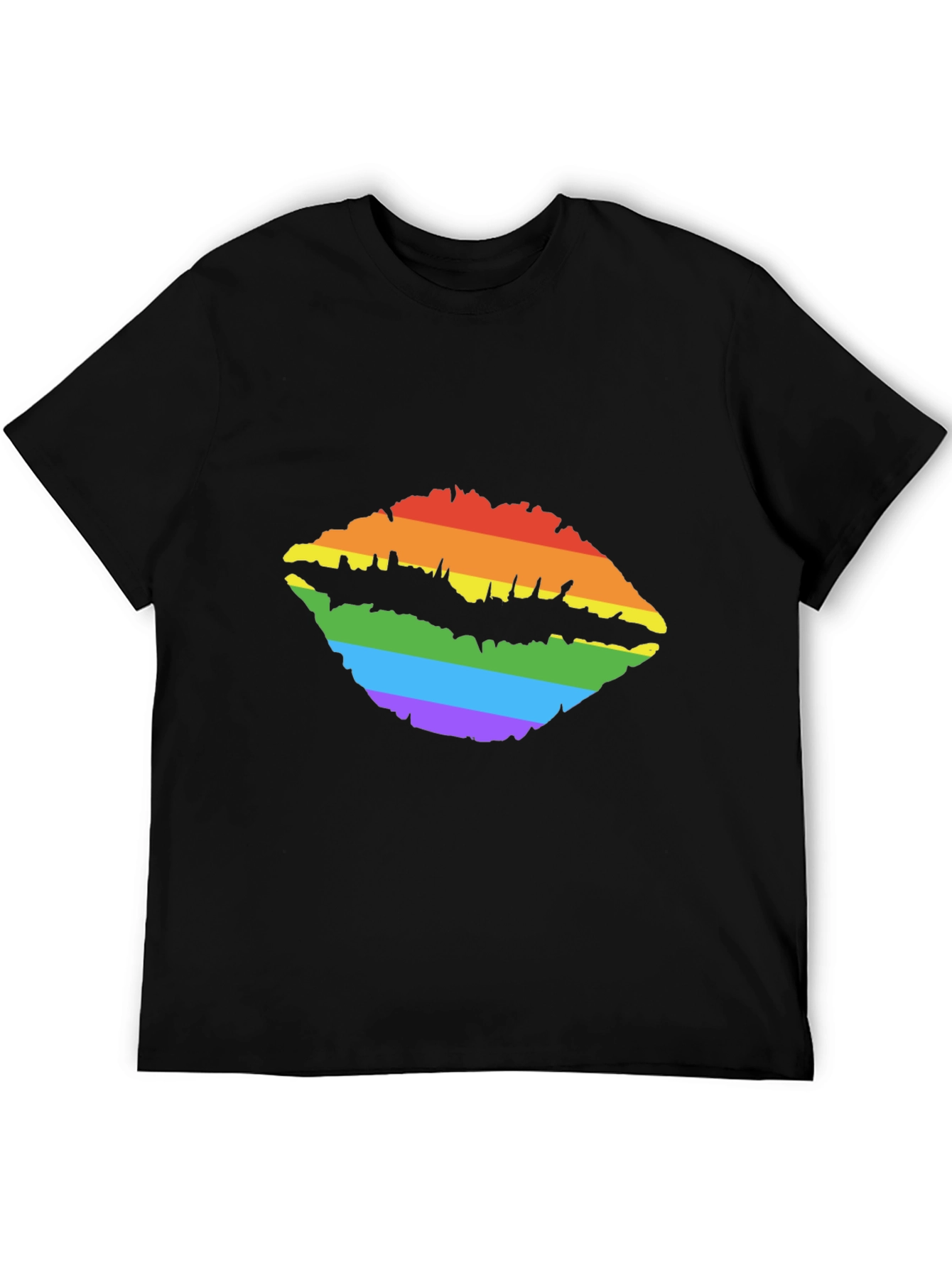 Rainbow Lips Print Tee - Stylish LGBTQ+ Pride T-Shirt
