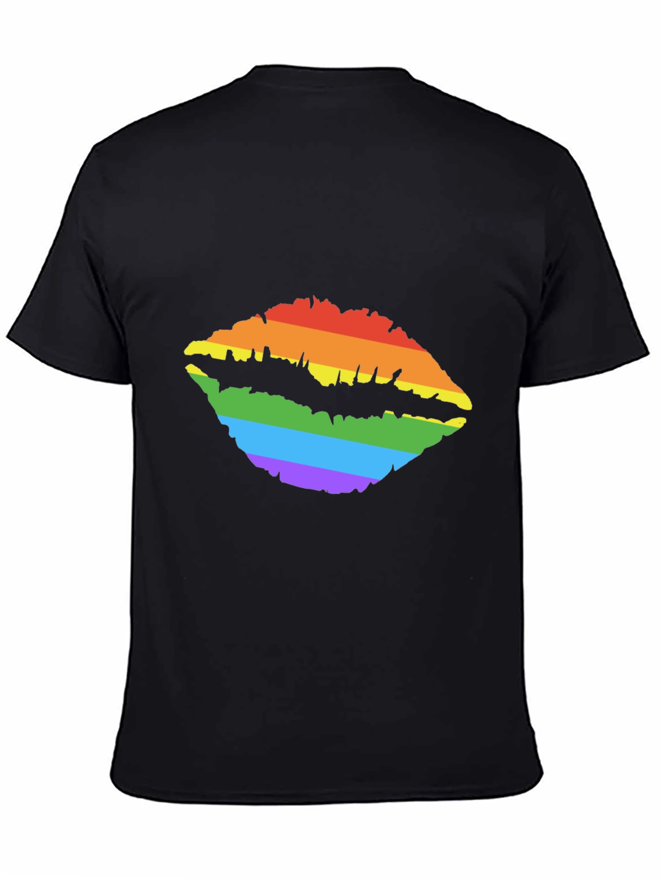 Rainbow Lips Print Tee - Stylish LGBTQ+ Pride T-Shirt