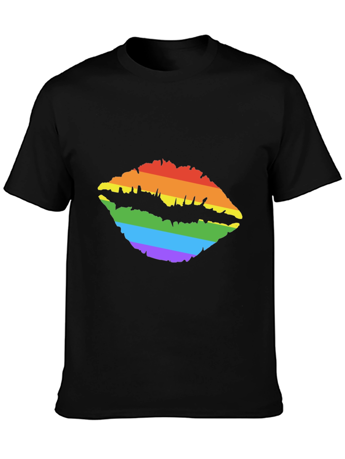 Rainbow Lips Print Tee - Stylish LGBTQ+ Pride T-Shirt