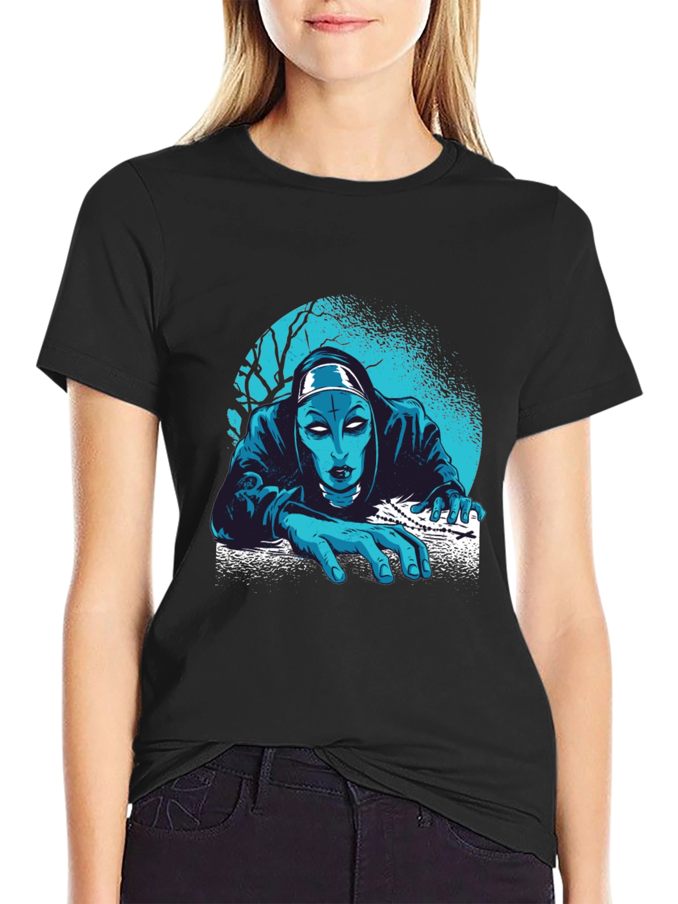 Creepy Nun T-Shirt: Horror Graphic Tee