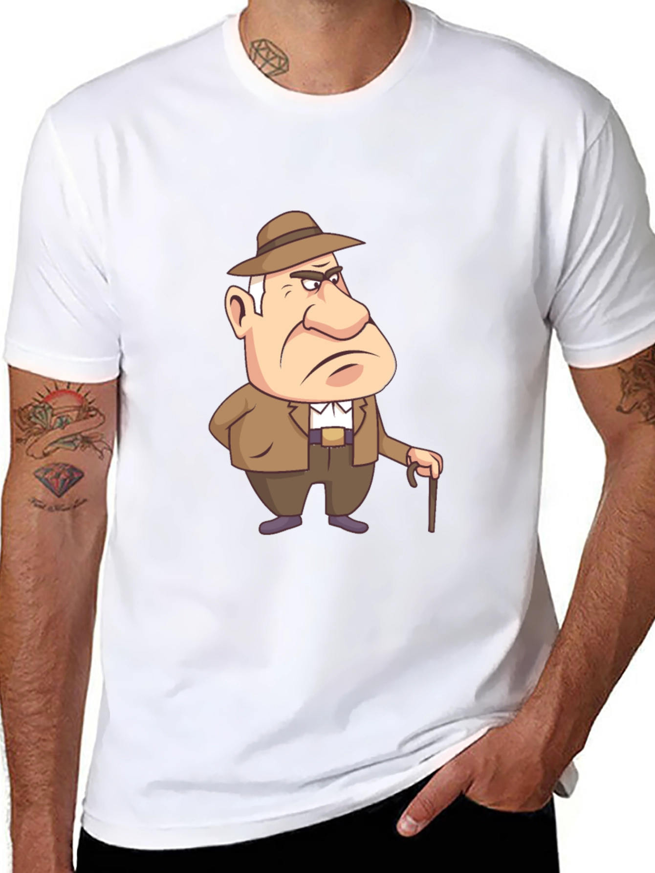 Cartoon Gangster T-Shirt Black Cotton Tee