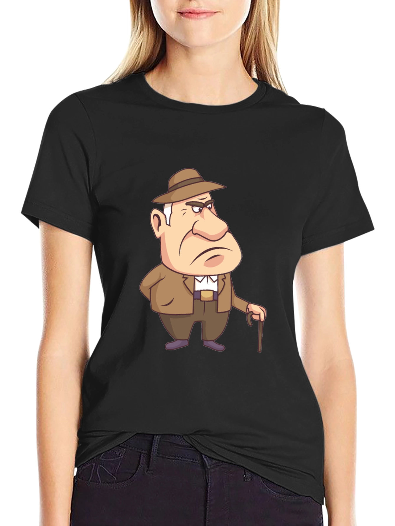 Cartoon Gangster T-Shirt Black Cotton Tee
