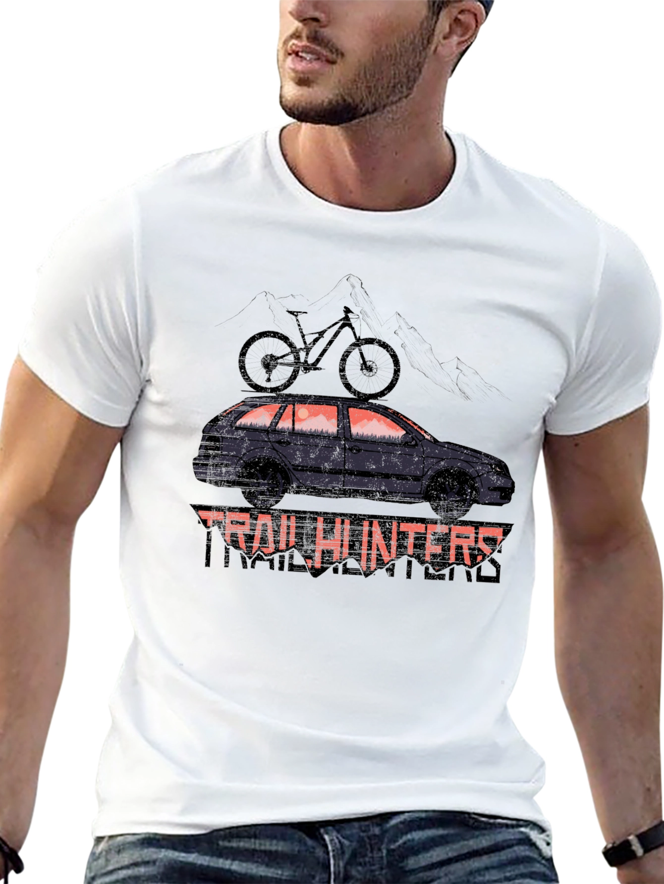 Trail Hunters Black T-Shirt - Car & Bike Design