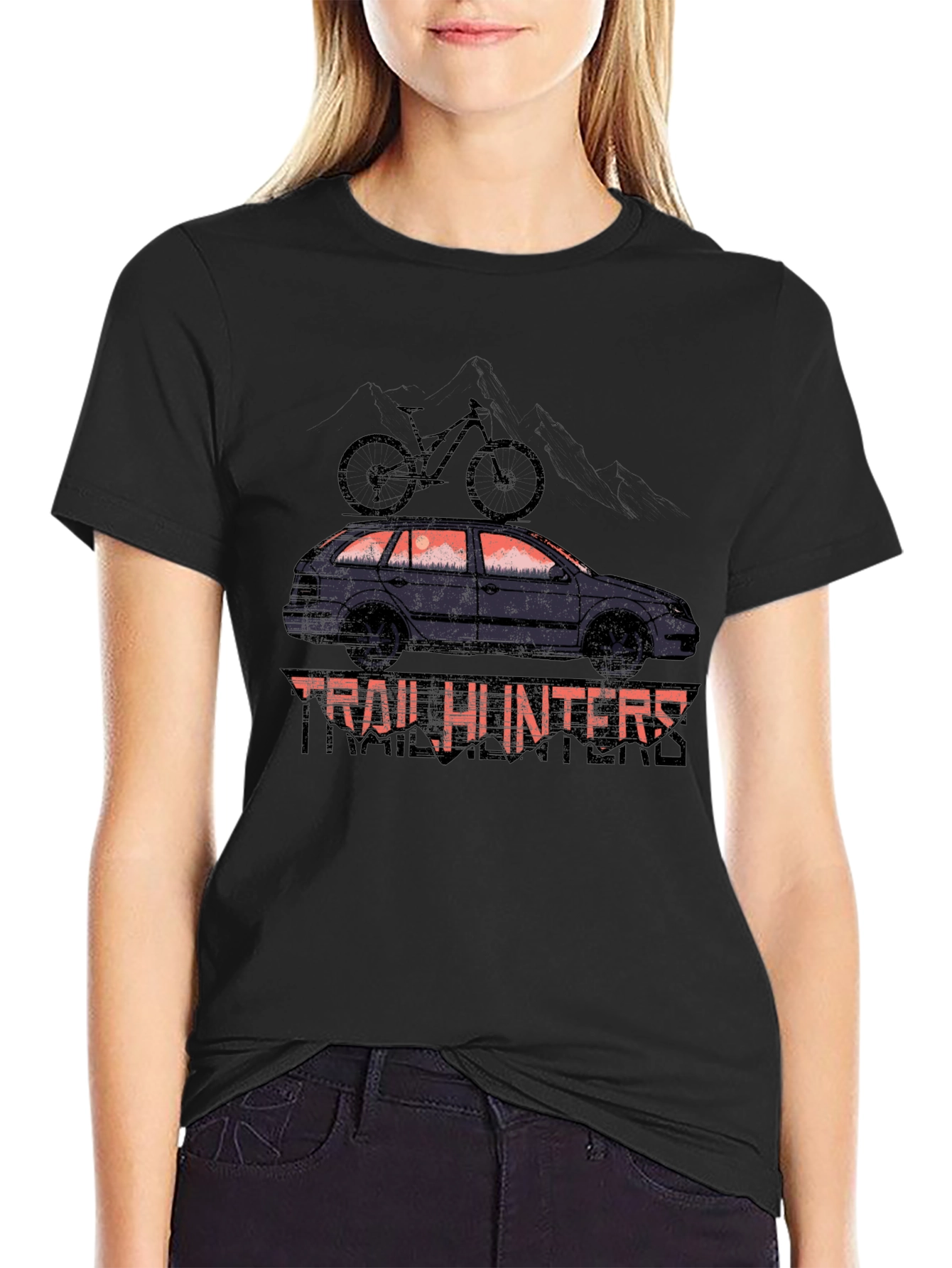 Trail Hunters Black T-Shirt - Car & Bike Design