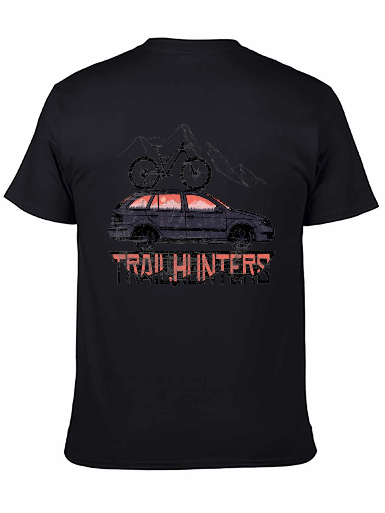 Trail Hunters Black T-Shirt - Car & Bike Design