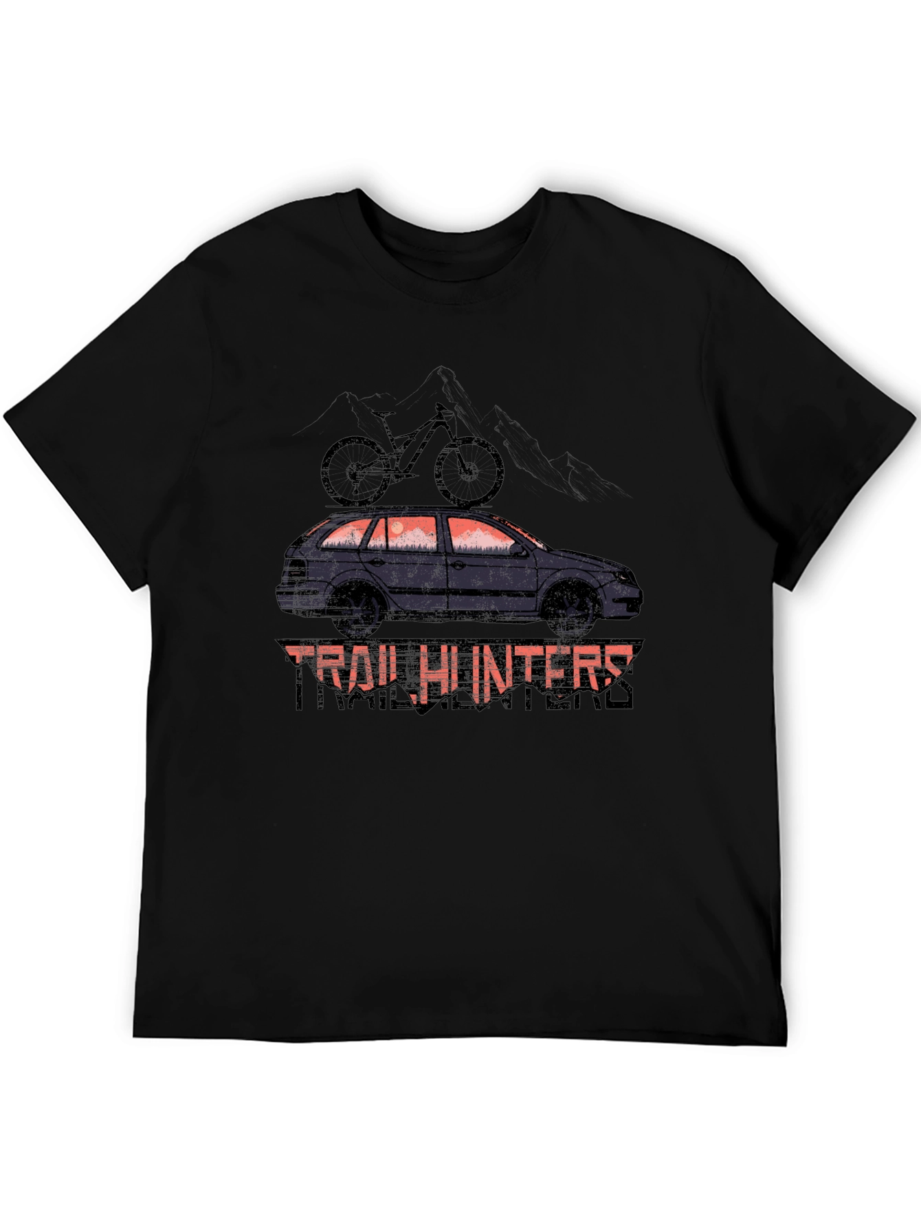 Trail Hunters Black T-Shirt - Car & Bike Design