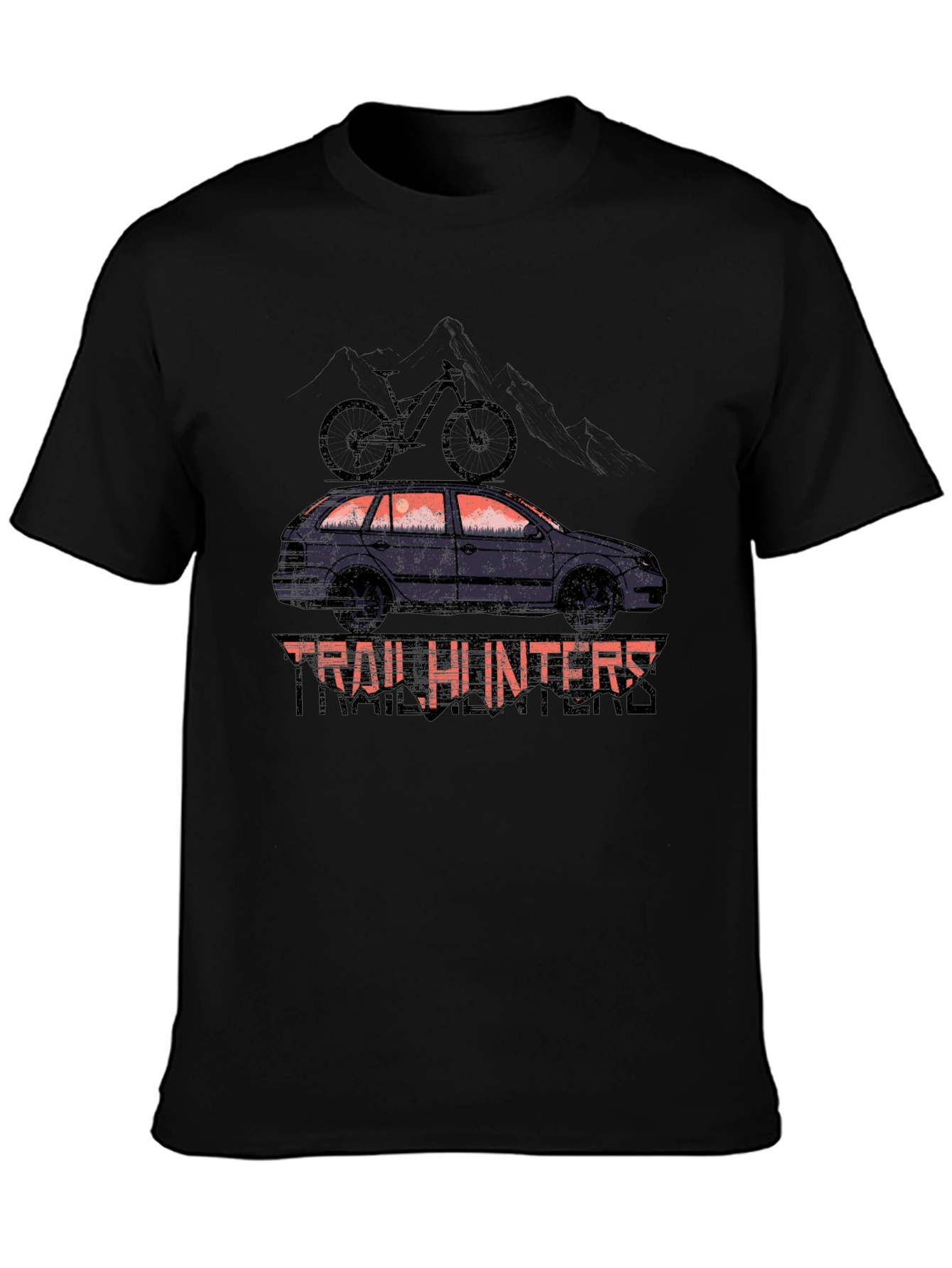 Trail Hunters Black T-Shirt - Car & Bike Design