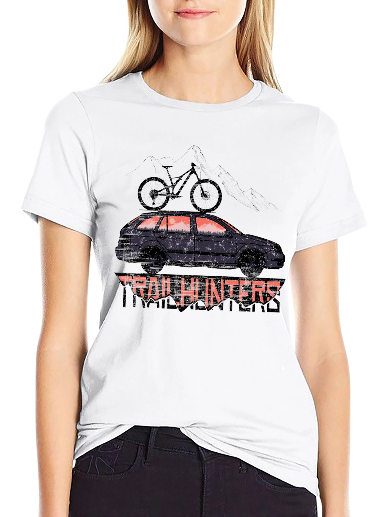 Trail Hunters Black T-Shirt - Car & Bike Design