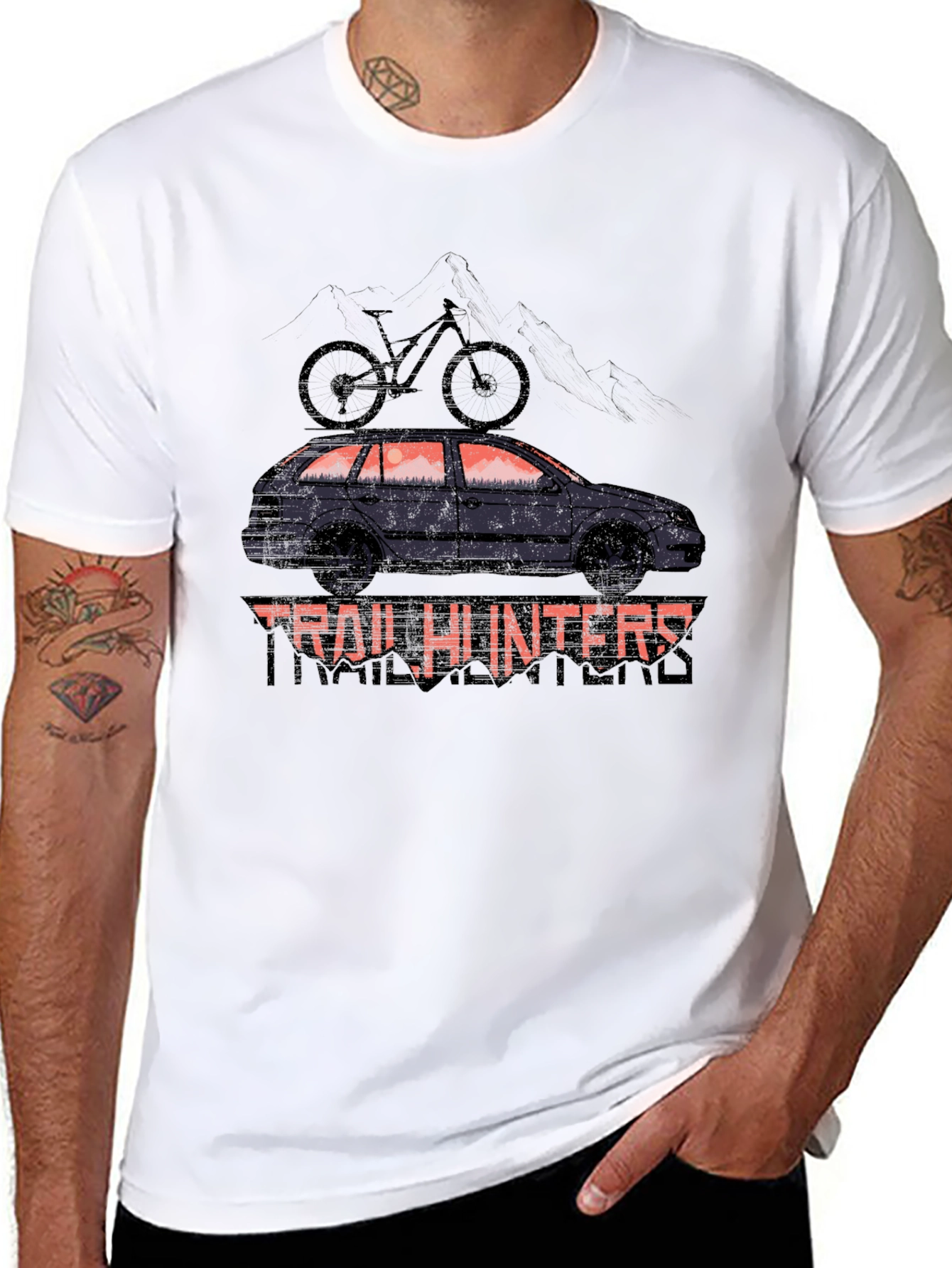Trail Hunters Black T-Shirt - Car & Bike Design
