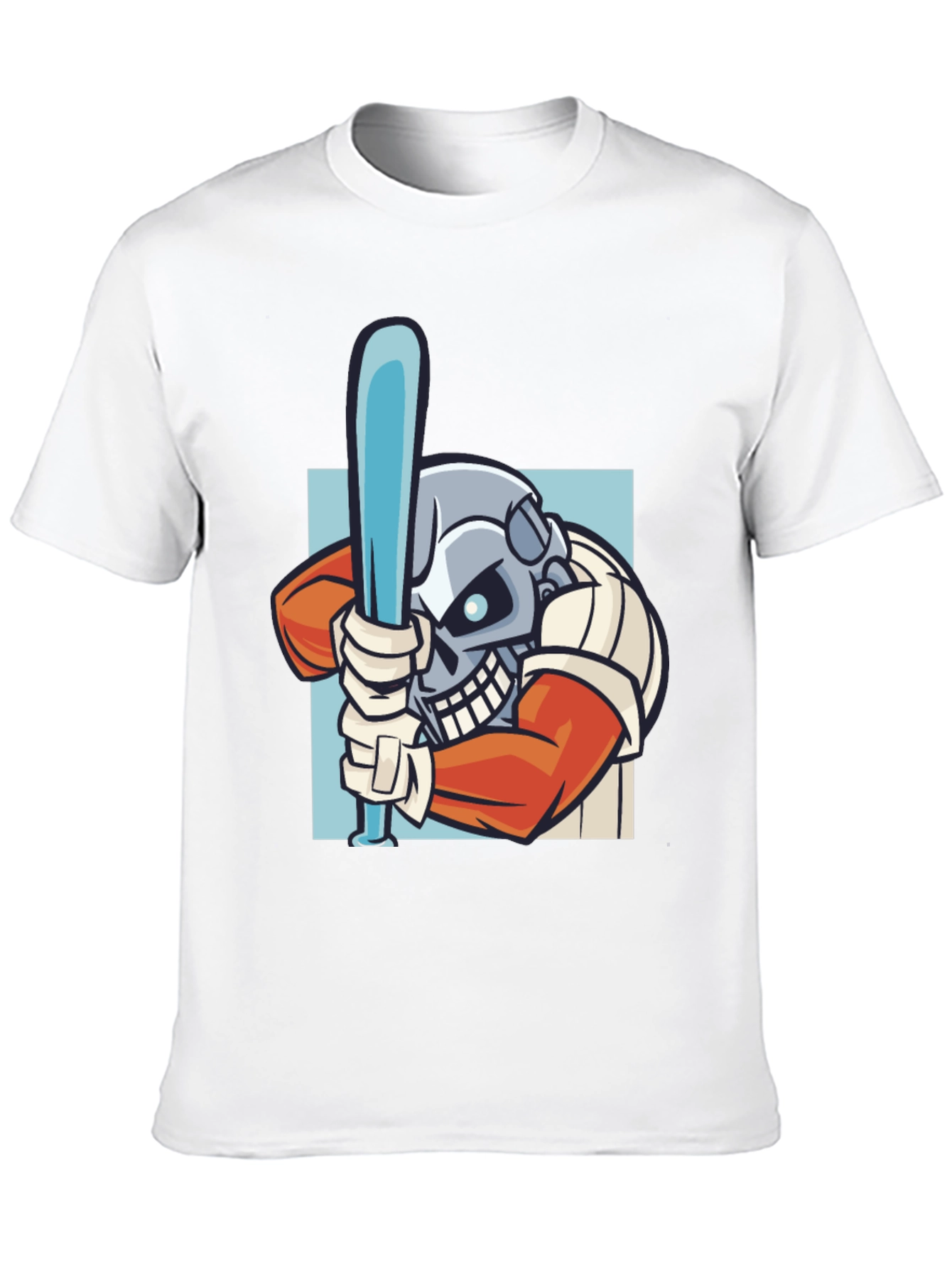 Skull Baseball Player Graphic T-Shirt