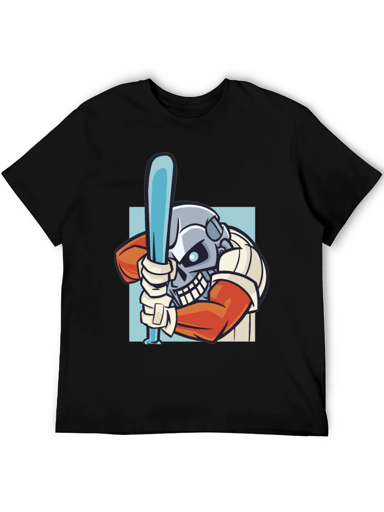 Skull Baseball Player Graphic T-Shirt