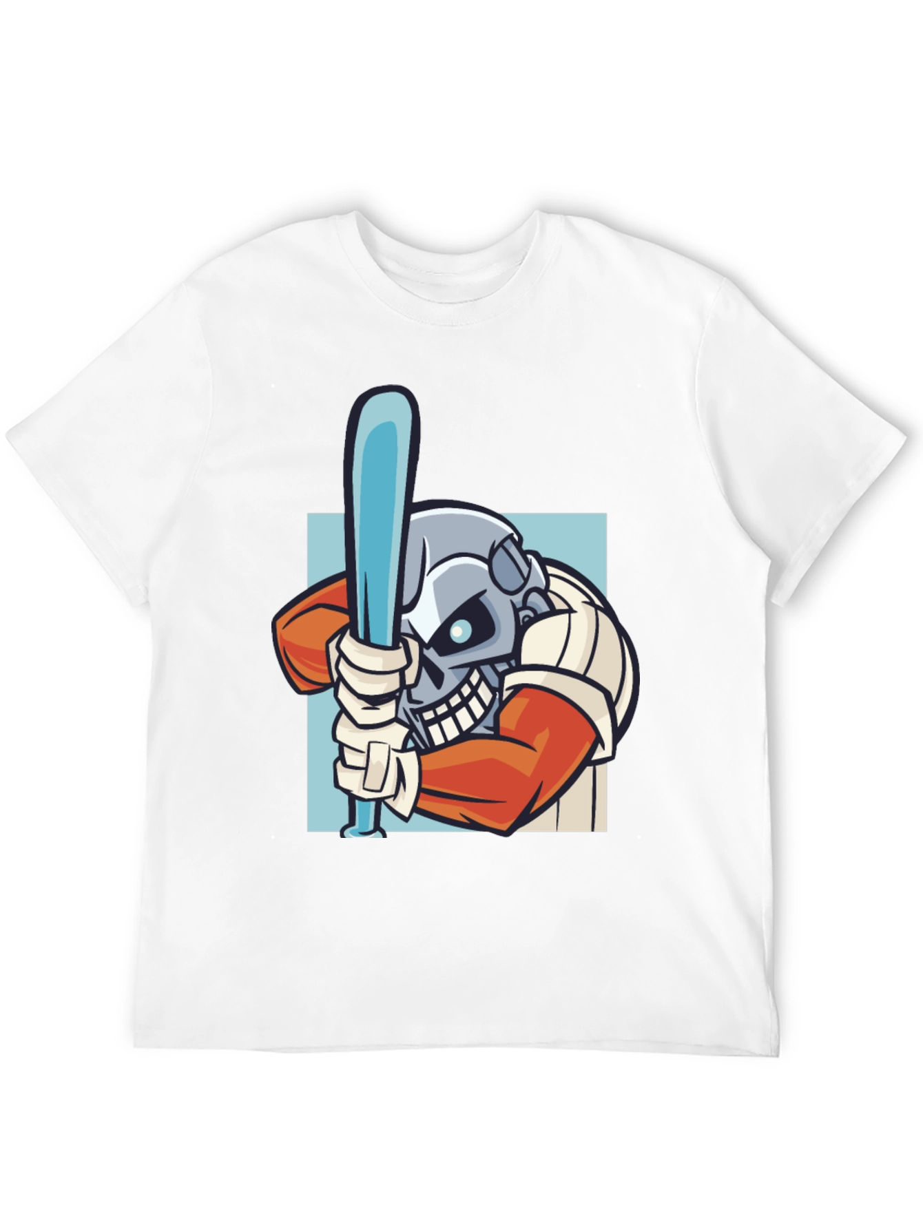 Skull Baseball Player Graphic T-Shirt