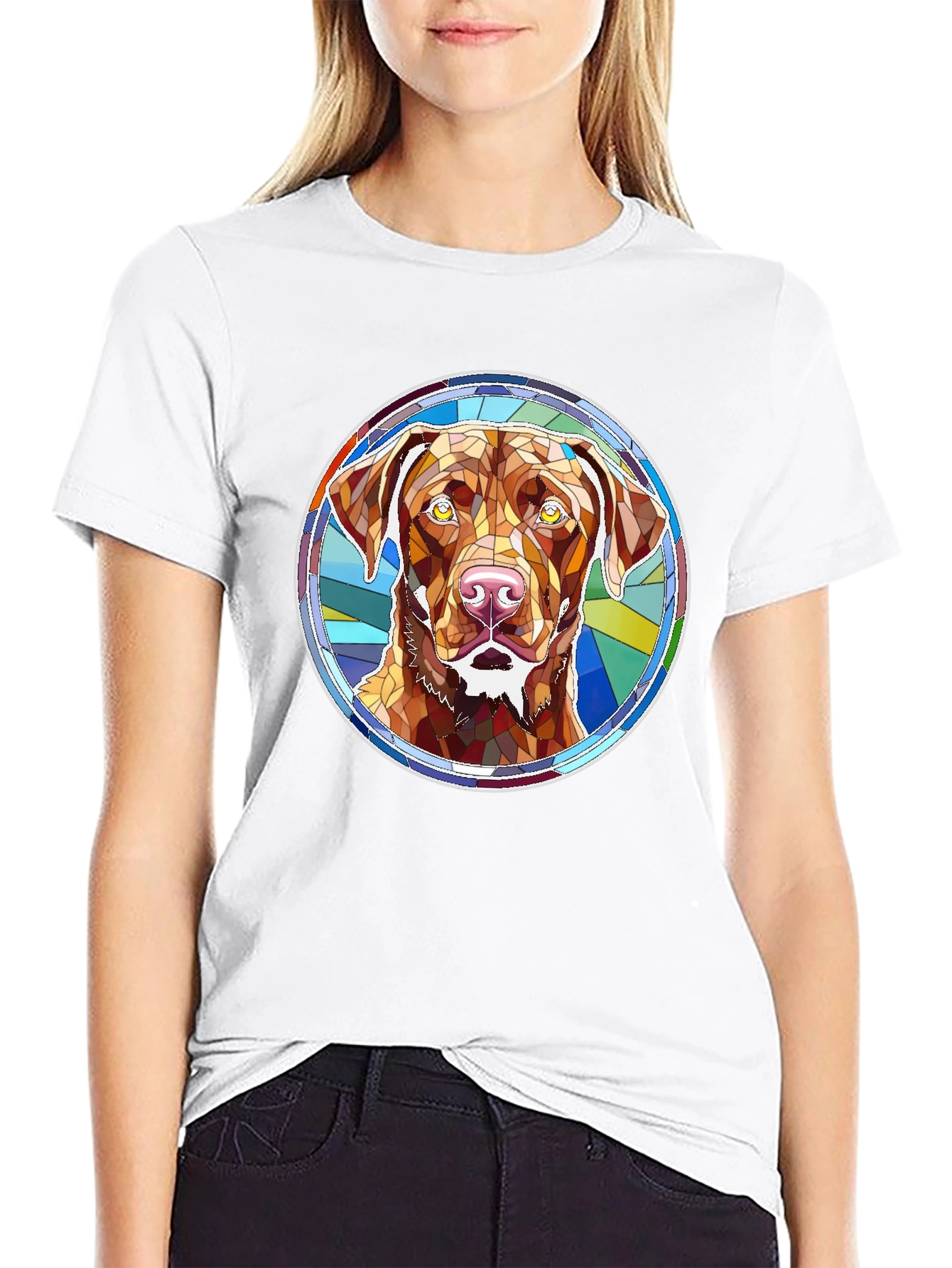 Dog Breed Stained Glass Style Graphic Tee