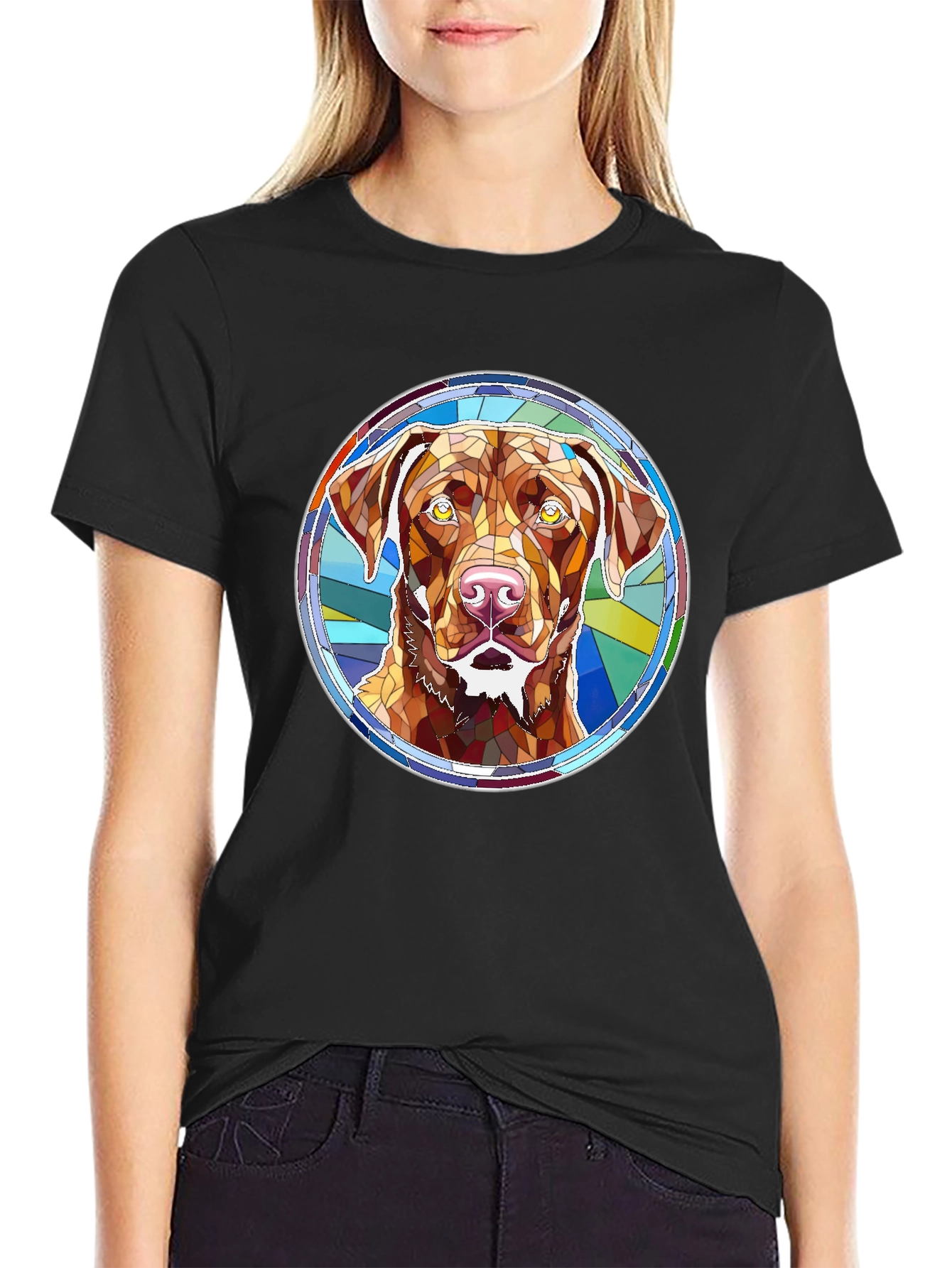 Dog Breed Stained Glass Style Graphic Tee