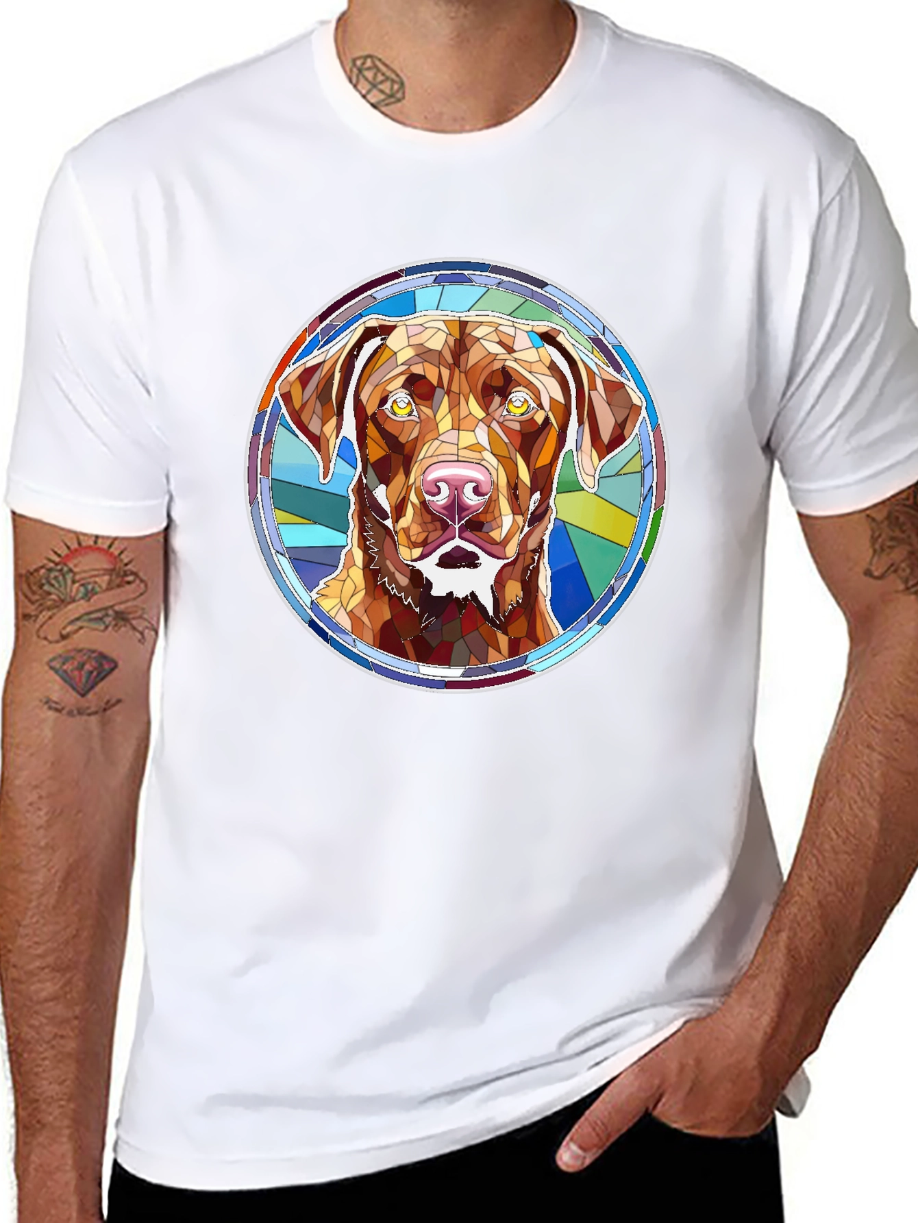 Dog Breed Stained Glass Style Graphic Tee