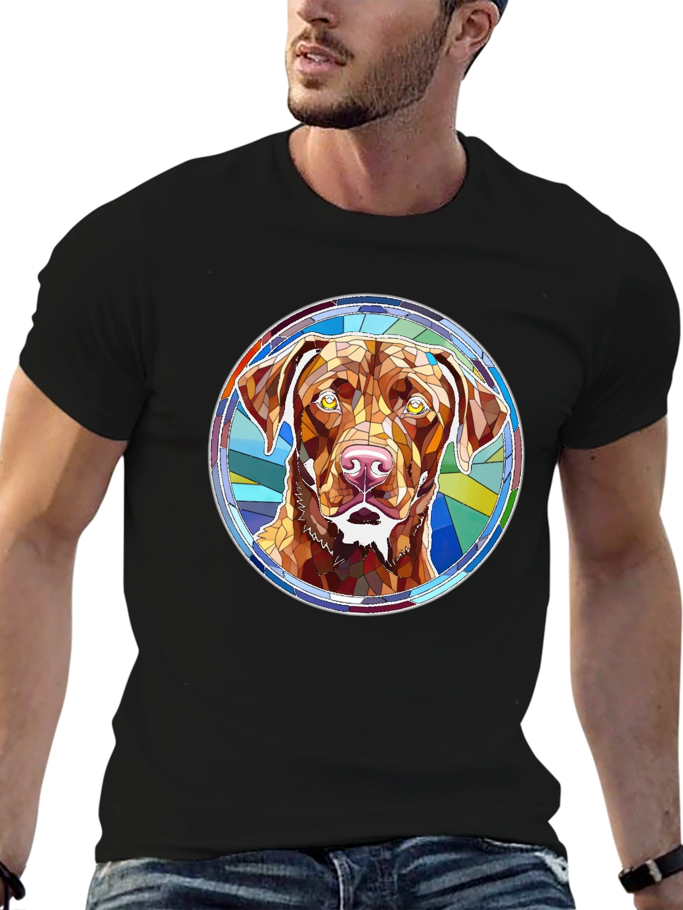 Dog Breed Stained Glass Style Graphic Tee