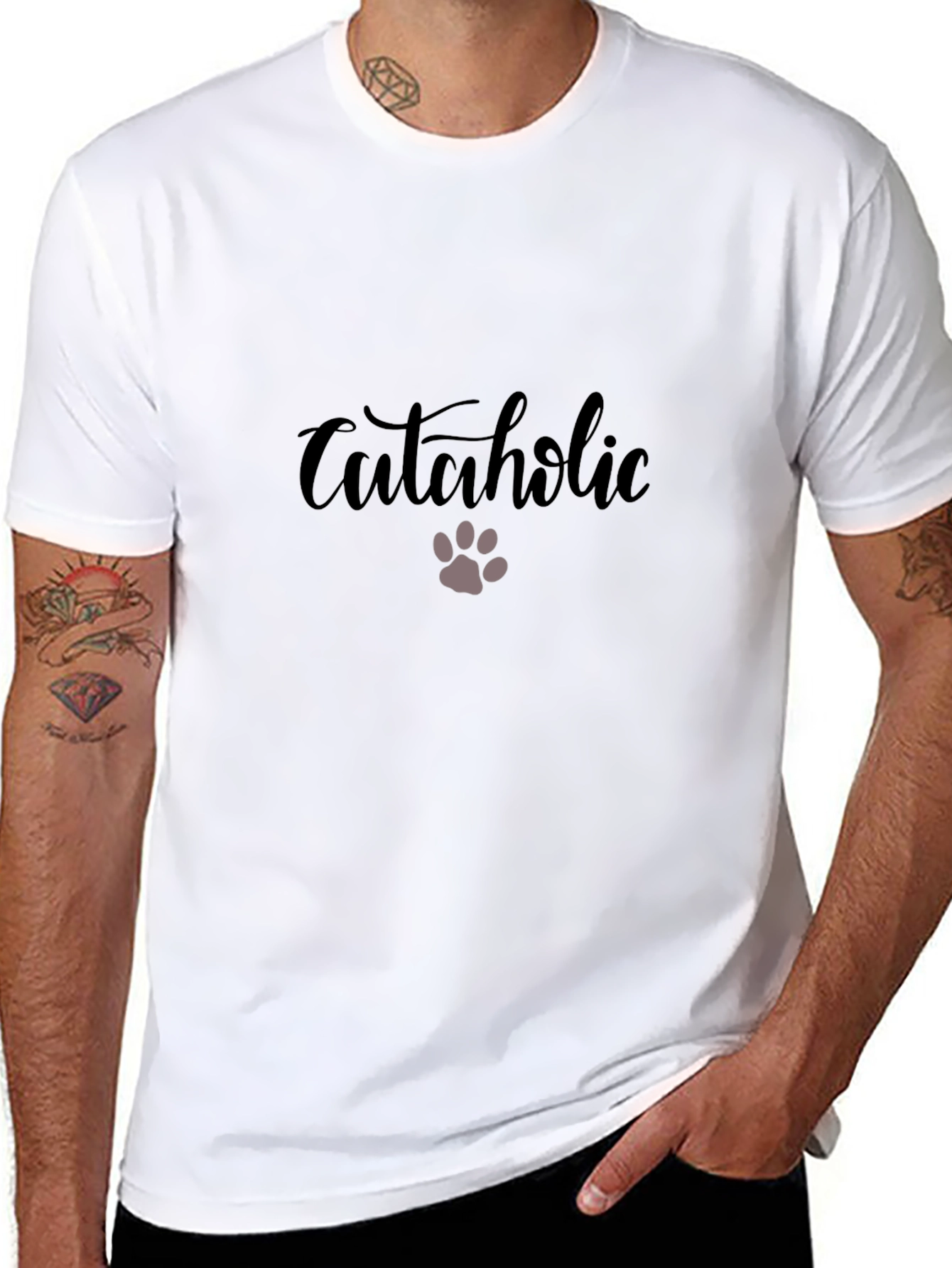 Cataholic Graphic T-Shirt - Black Casual Wear