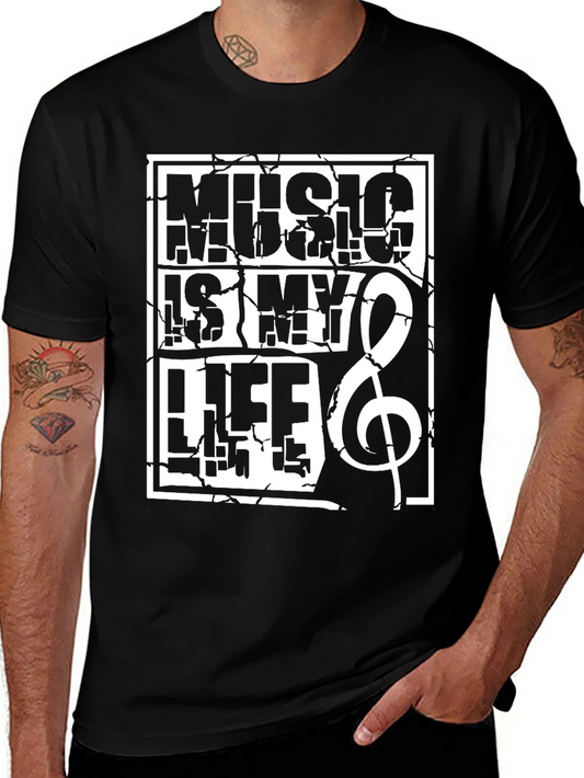 Music Is My Life Graphic T-Shirt - Black Cotton Tee