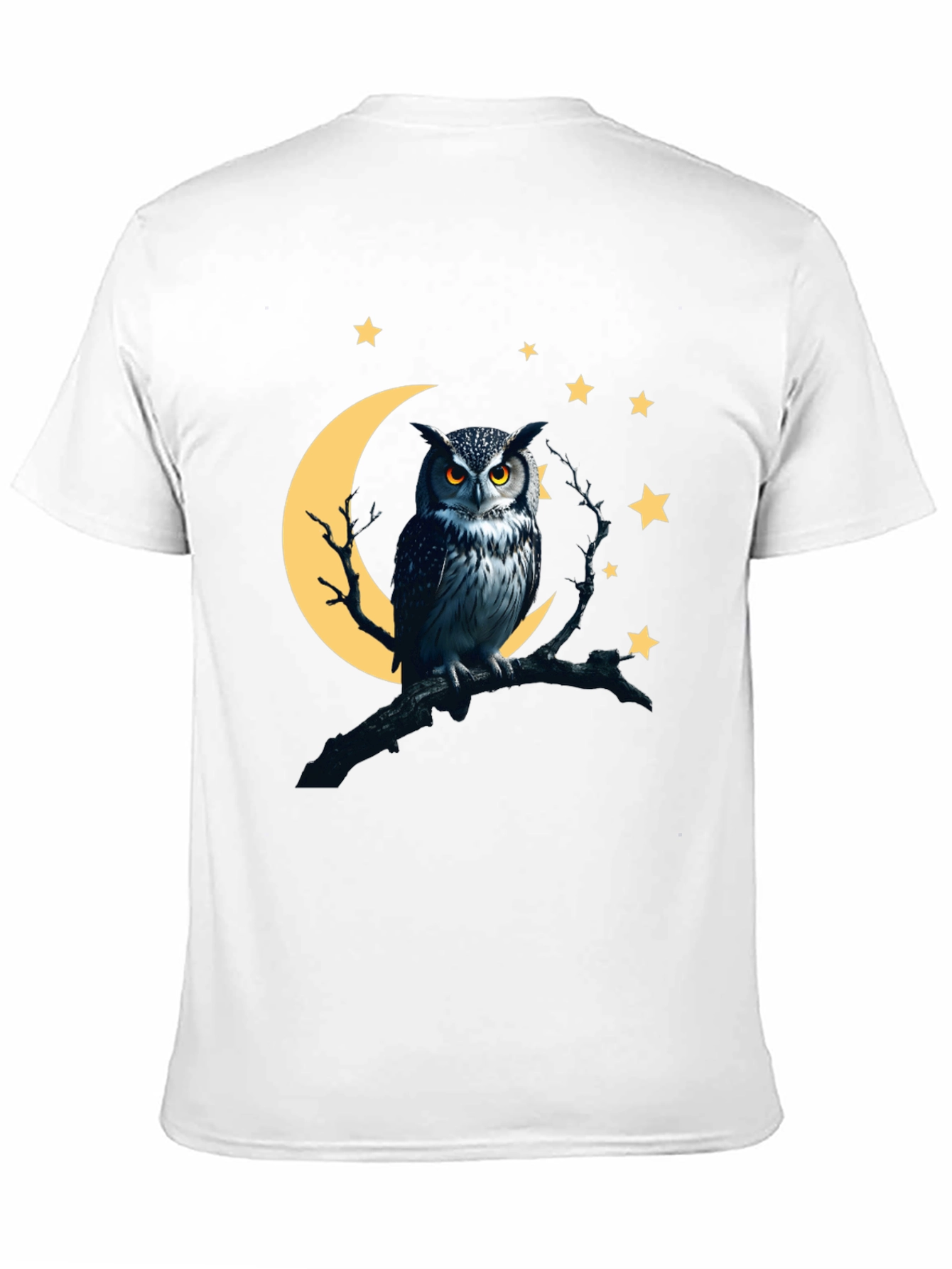 Owl Moon Starry Night Black T-Shirt