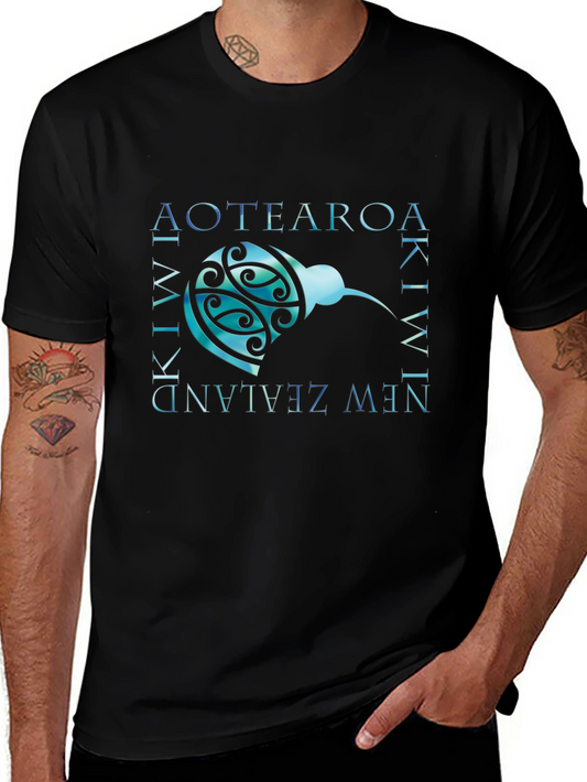 Aotearoa Kiwi New Zealand T-Shirt - Black