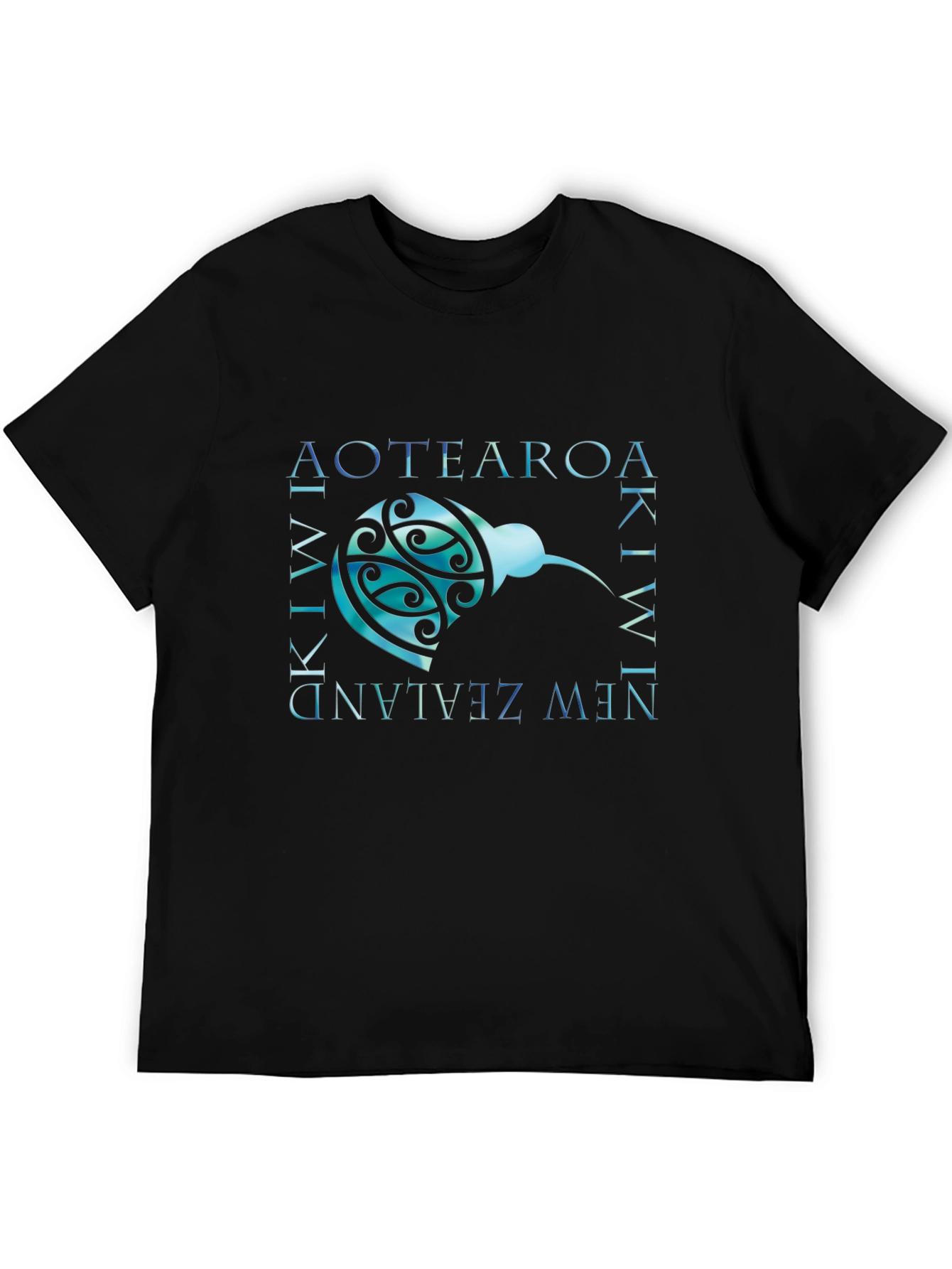 Aotearoa Kiwi New Zealand T-Shirt - Black